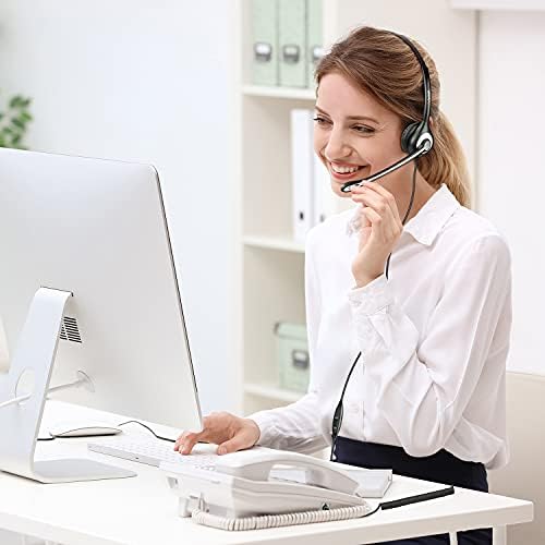 Wantek Noise Cancelling Headset with Microphone & Mute Switch - RJ9 Telephone Headset Compatible with Cisco 6851/6945/7841/7861/7942/7945/7961/7962/7965/8811/8841 Office Phones - Perfect for Call Centers & Remote Work