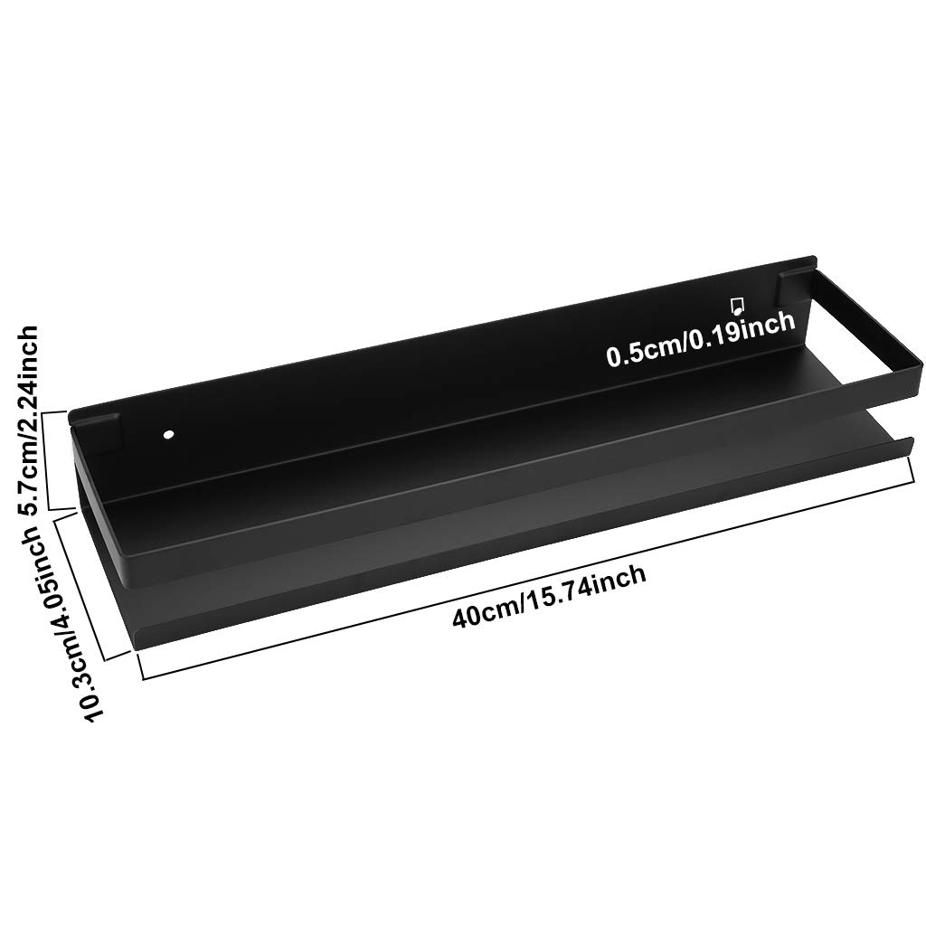 Stainless Steel Shower Caddy - 16 Inch Rustproof Wall Mounted Bathroom Shelf Organizer for Bath & Kitchen | Black Rectangular Shower Storage Basket | Perfect for Small Spaces, Corner Showers & Spa-Like Bathrooms