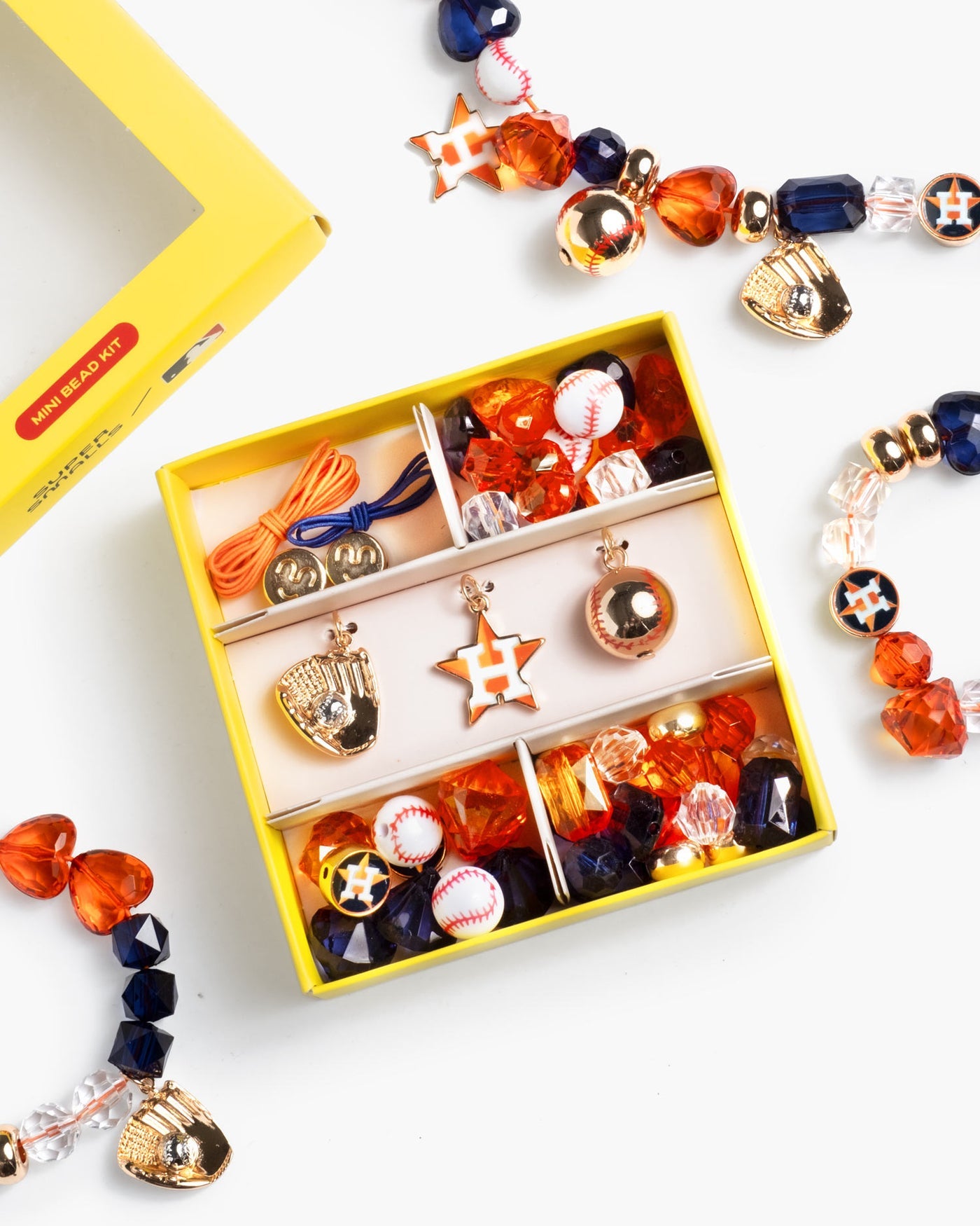 Houston Astros Mini Bead Kit - MLB Baseball Team DIY Craft Set for Kids & Fans - Perfect for Game Day Decor, Party Favors, and Sports Themed Crafts