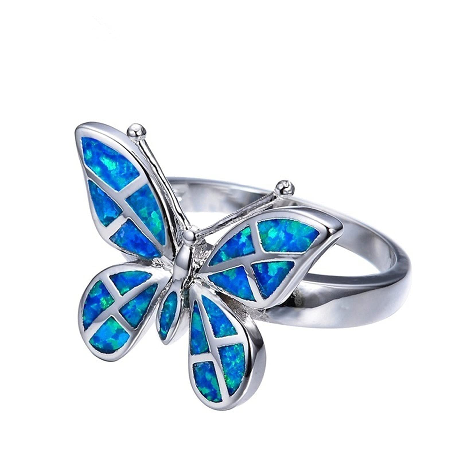 Opal Wedding Rings for Women Size 5-11 | Blue Jewelry Set for Couples | Engagement, Anniversary & Special Occasion Gifts