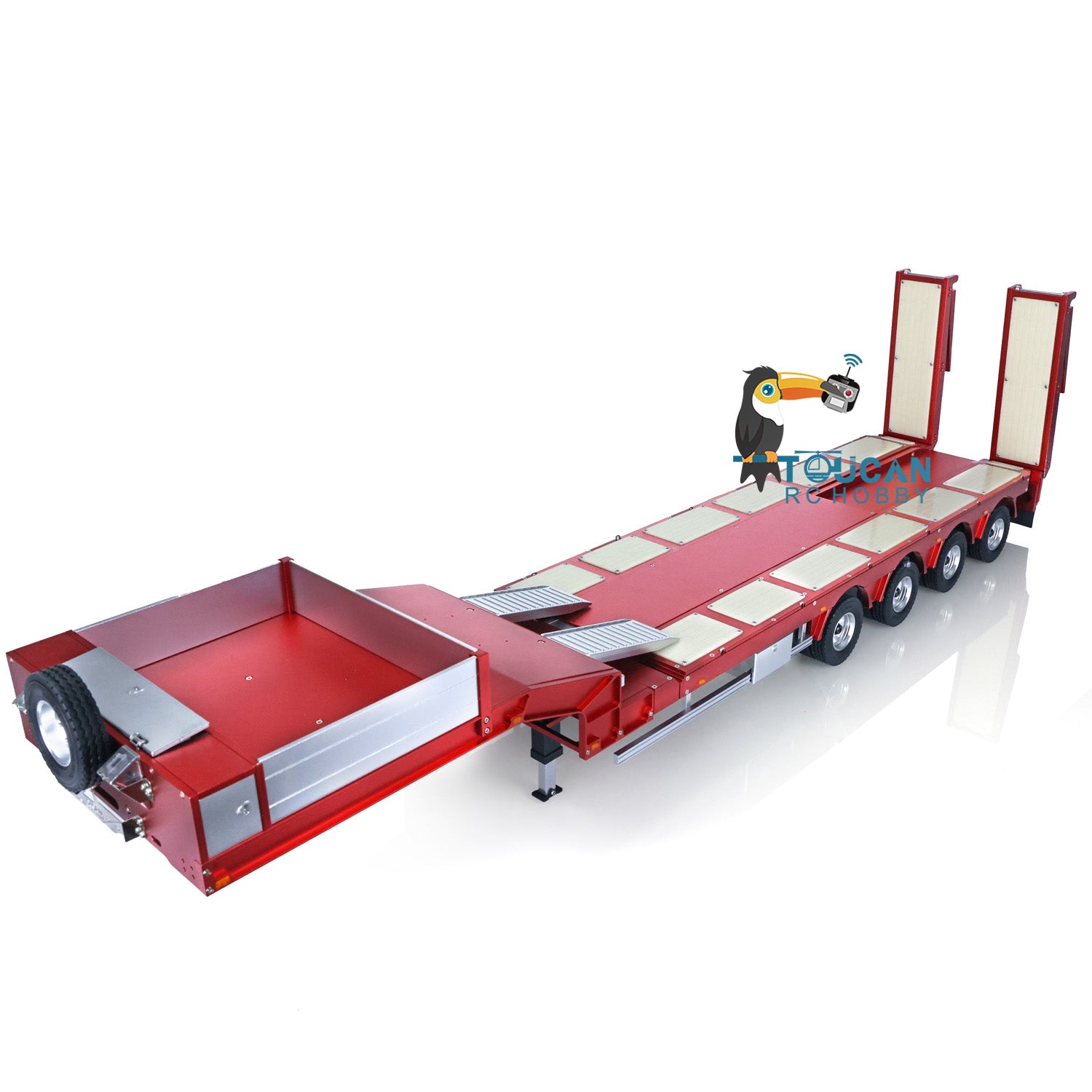 1/14 Scale RC Steering Trailer 997 - Detachable Metal Body 4-Axle Gooseneck Heavy Duty Trailer for Tamiya Tractor Trucks | Compatible with 1/14 Scale RC Models, Perfect for Truck Simulation & Display Collections