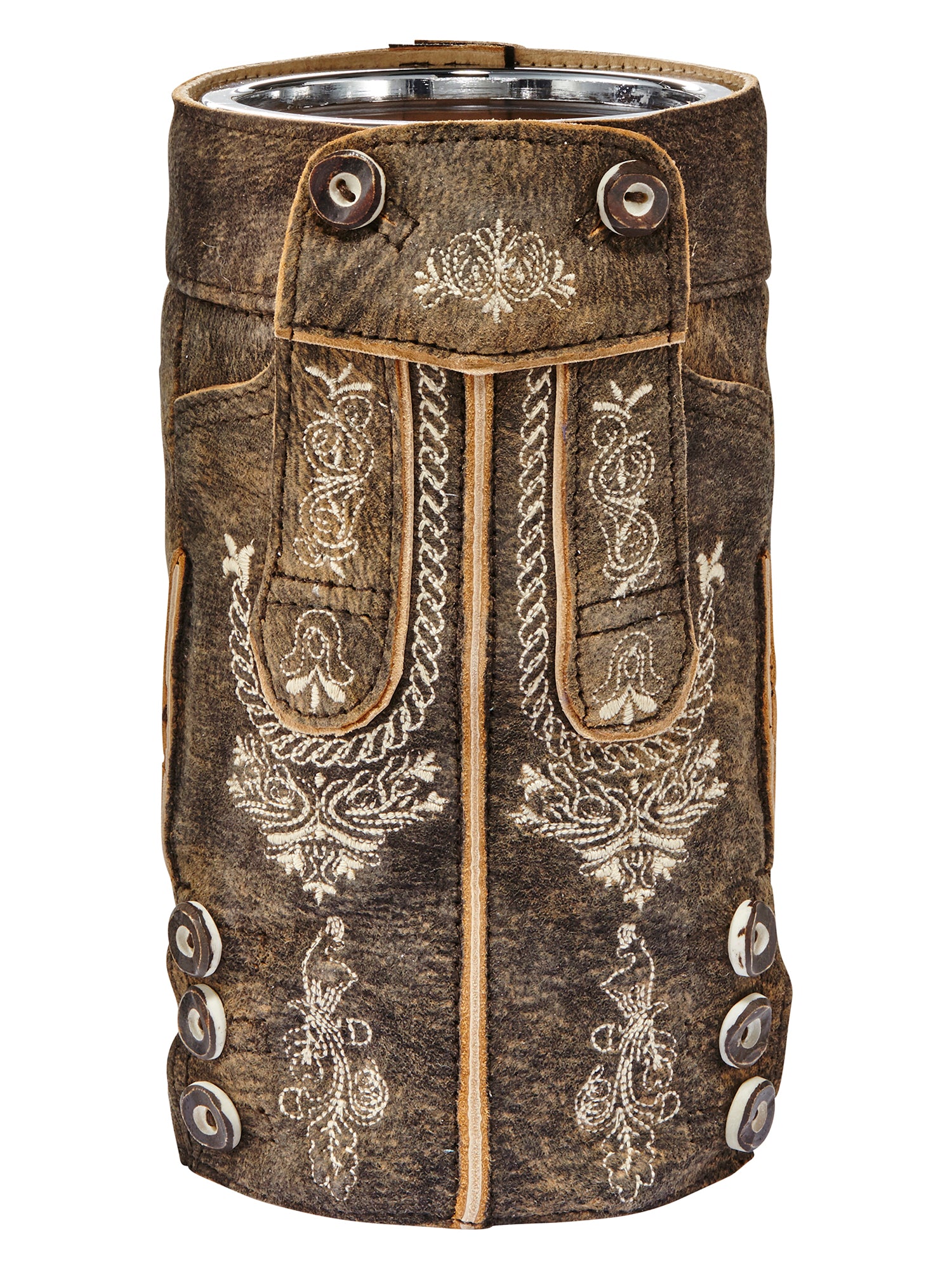 Vintage Leather Lederhosen Beer & Wine Cooler - Insulated German Oktoberfest Costume Accessory for Parties, Festivals, and Themed Events