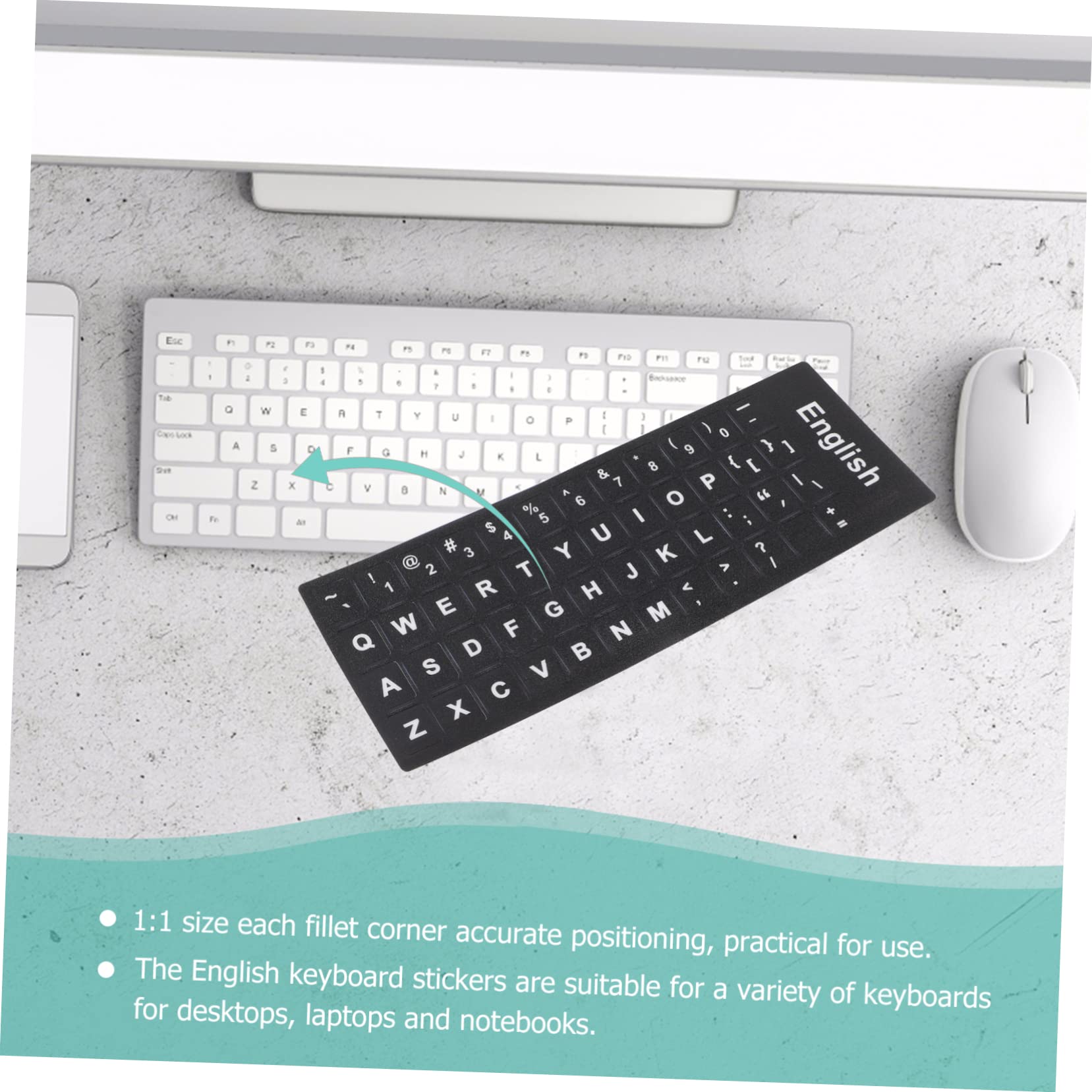 Lurrose 10-PC Keyboard Stickers - English Alphabet Labels for Laptop & PC - Easy Typing & Learning