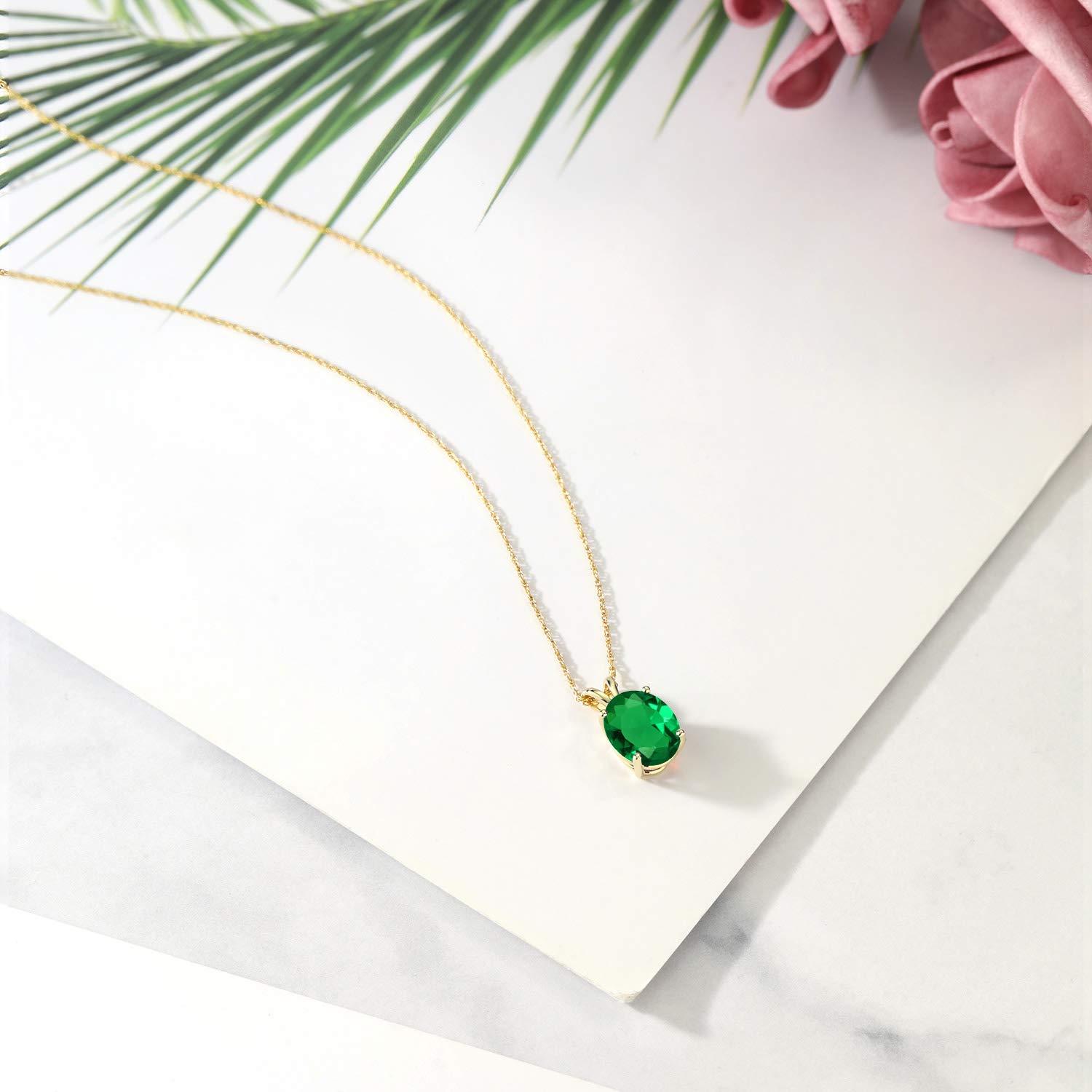 14K Yellow Gold 10X8MM Oval Birthstone Pendant Necklace for Women - 18 Inch Chain | Fine Jewelry Gift for Mom, Wife & Her | Perfect for Birthdays, Anniversaries & Special Occasions | Gem Stone King