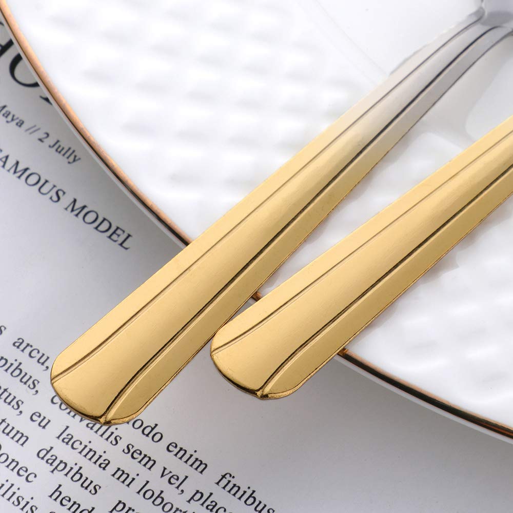 12-Piece Stainless Steel Cocktail Cake & Appetizer Fork Set - Elegant Gradient Gold Dessert Forks for Parties, Weddings & Fine Dining