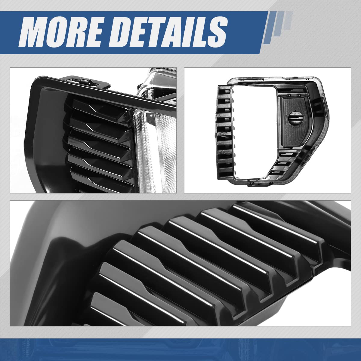 Auto Dynasty Full LED Front Bumper Driving Fog Light Lamps with Switch & Bezels - Compatible with GMC Sierra 1500 2019-2022 (Driver & Passenger Side, Clear Lens) - Upgrade Your Truck's Night Visibility for Off-Road & Highway Driving