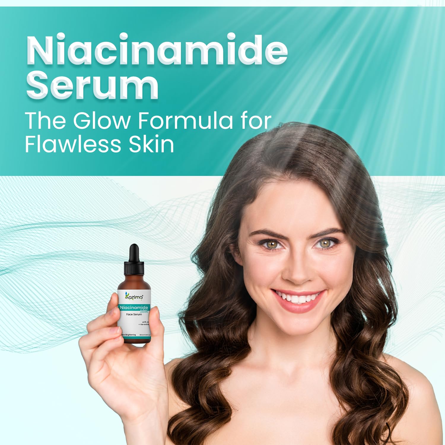 KAZIMA 10% Niacinamide Face Serum for Acne Scars & Dark Spot Removal - Zinc & Rice Extract Formula to Fade Blemishes, Reduce Hyperpigmentation & Balance Oil - Best Niacinamide Serum for Oily Skin (30ml) | Daily Skincare Routine for Clear, Glowing Complexion