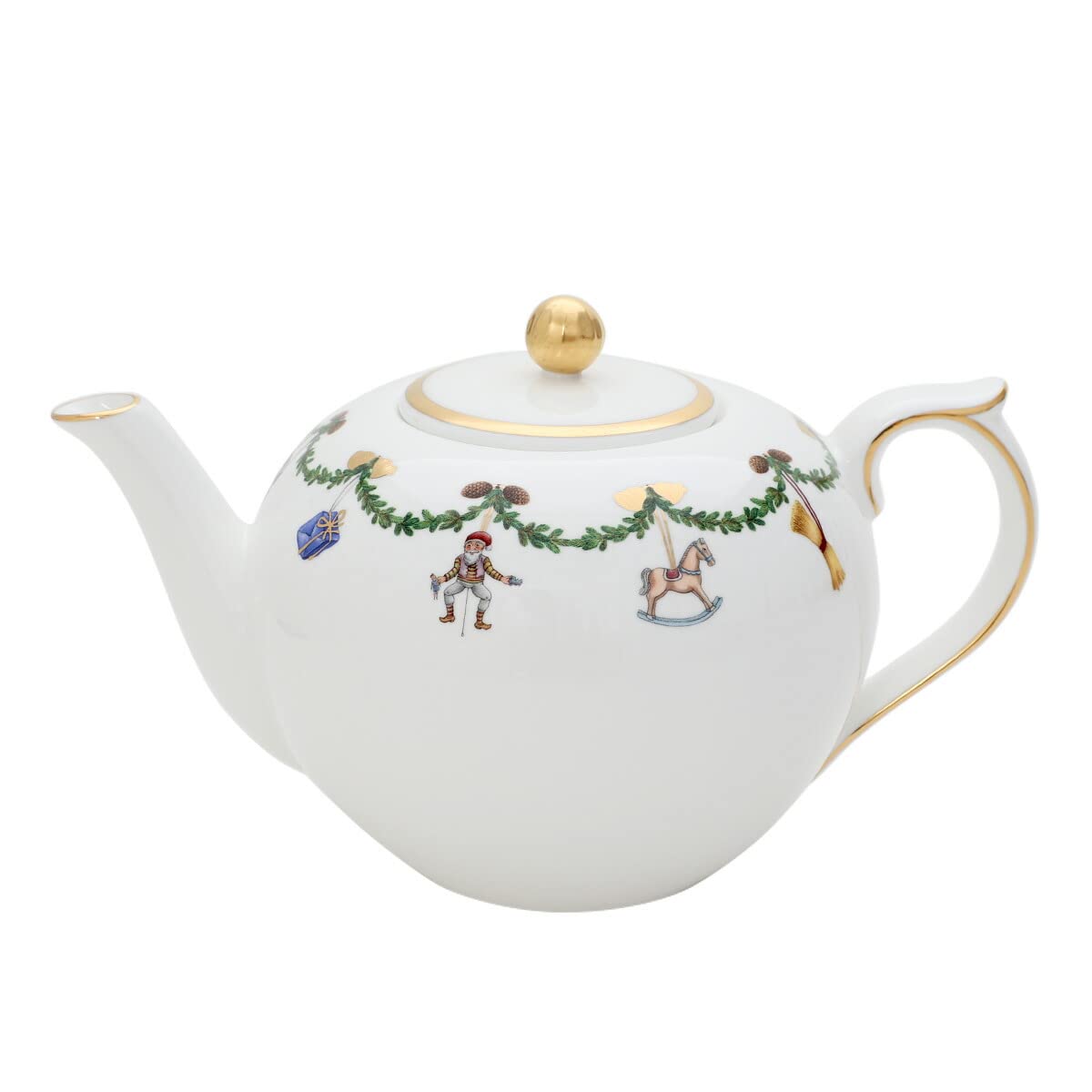 Royal Copenhagen Star Fluted Christmas Tea Pot 48 oz - Elegant Porcelain Teapot for Holiday Gatherings & Festive Decor