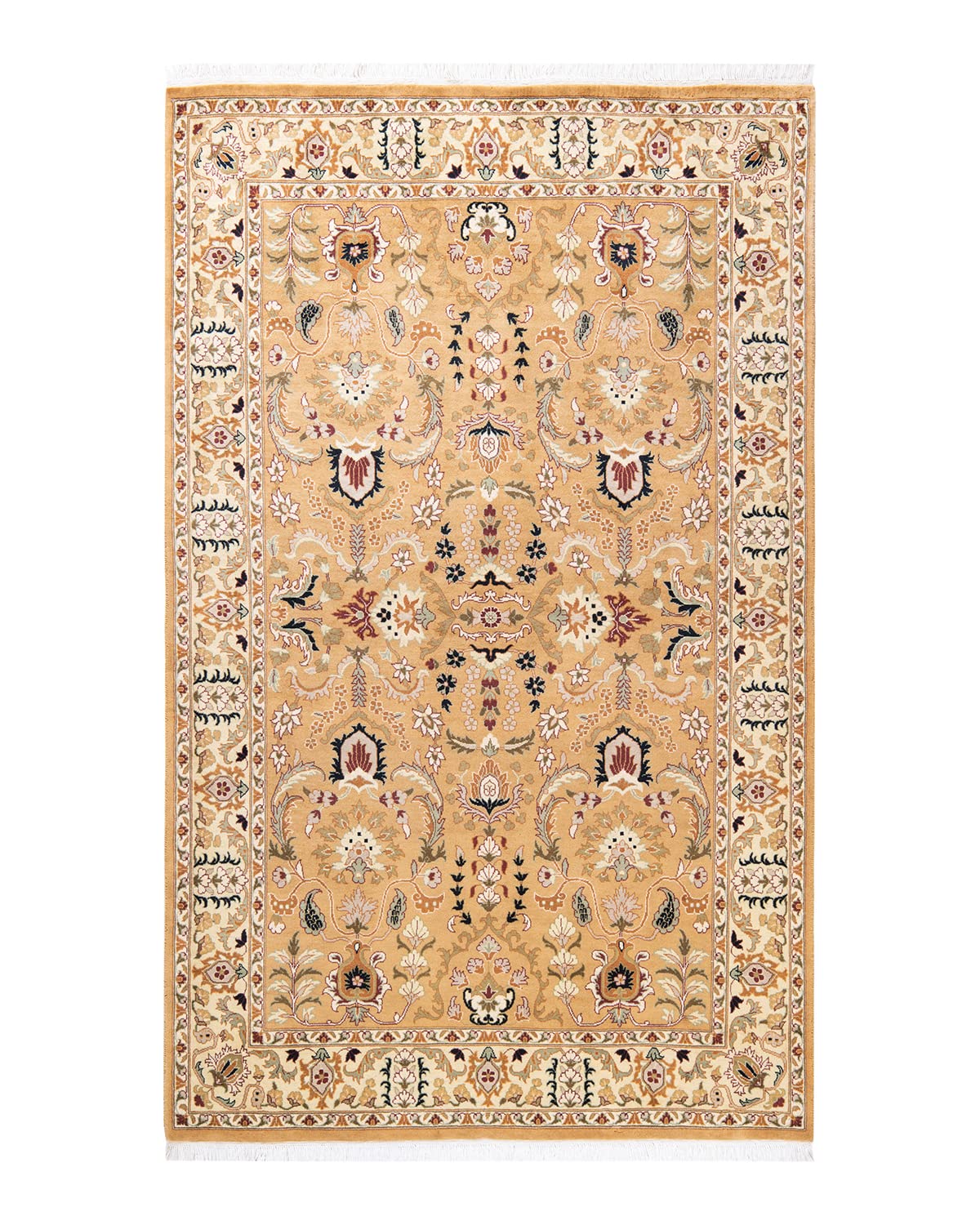 Handmade Wool Oriental Mogul Yellow 4x6 Area Rug - Traditional Hand-Knotted Design for Living Room, Bedroom & Dining Room Decor