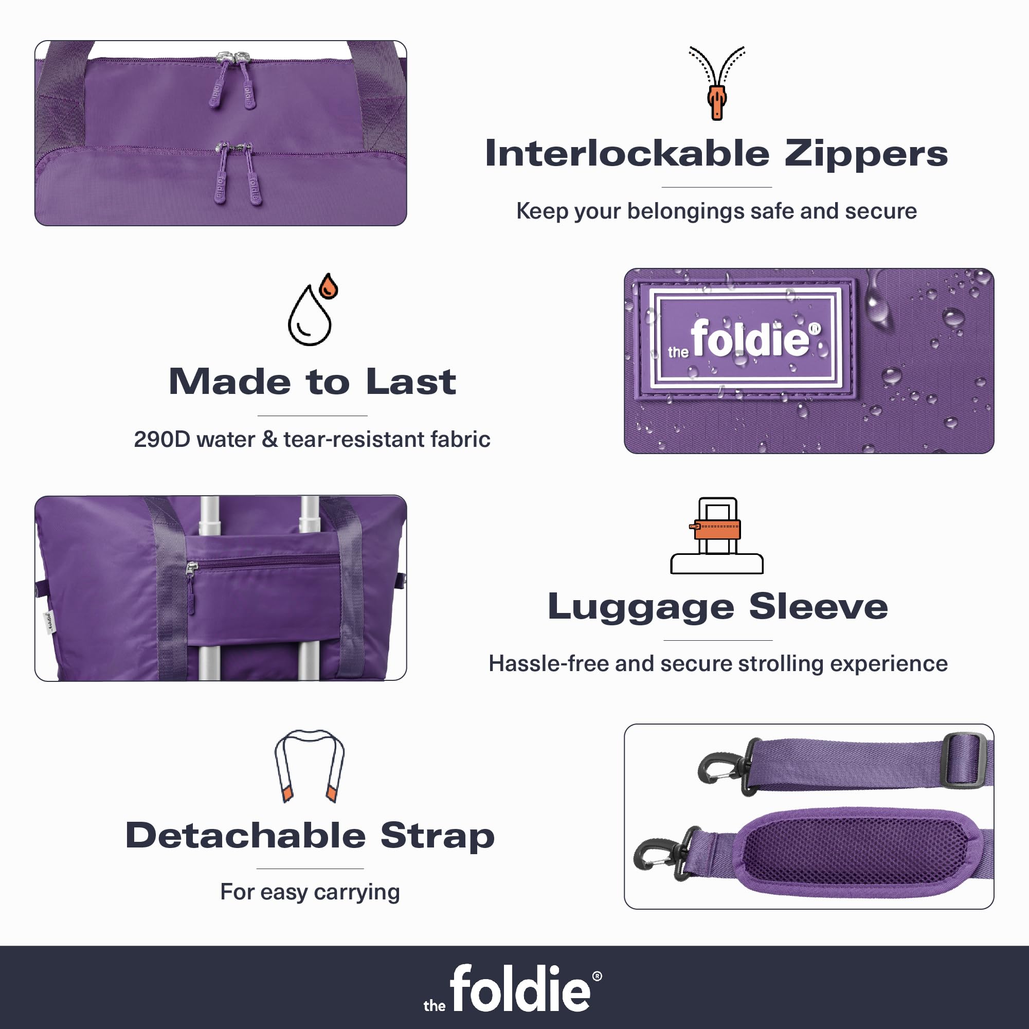 Foldable Travel Tote Bag for Women - Lightweight Weekender Bag with Pockets | Perfect for Airplane Carry-on, Beach Trips & Gym Essentials | The Foldie®