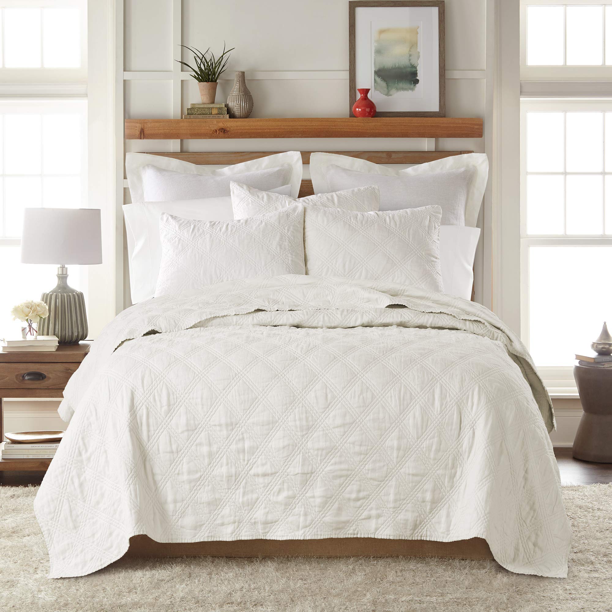 Premium 100% Linen Front & Cotton Back Quilt Set - Full/Queen Size (88