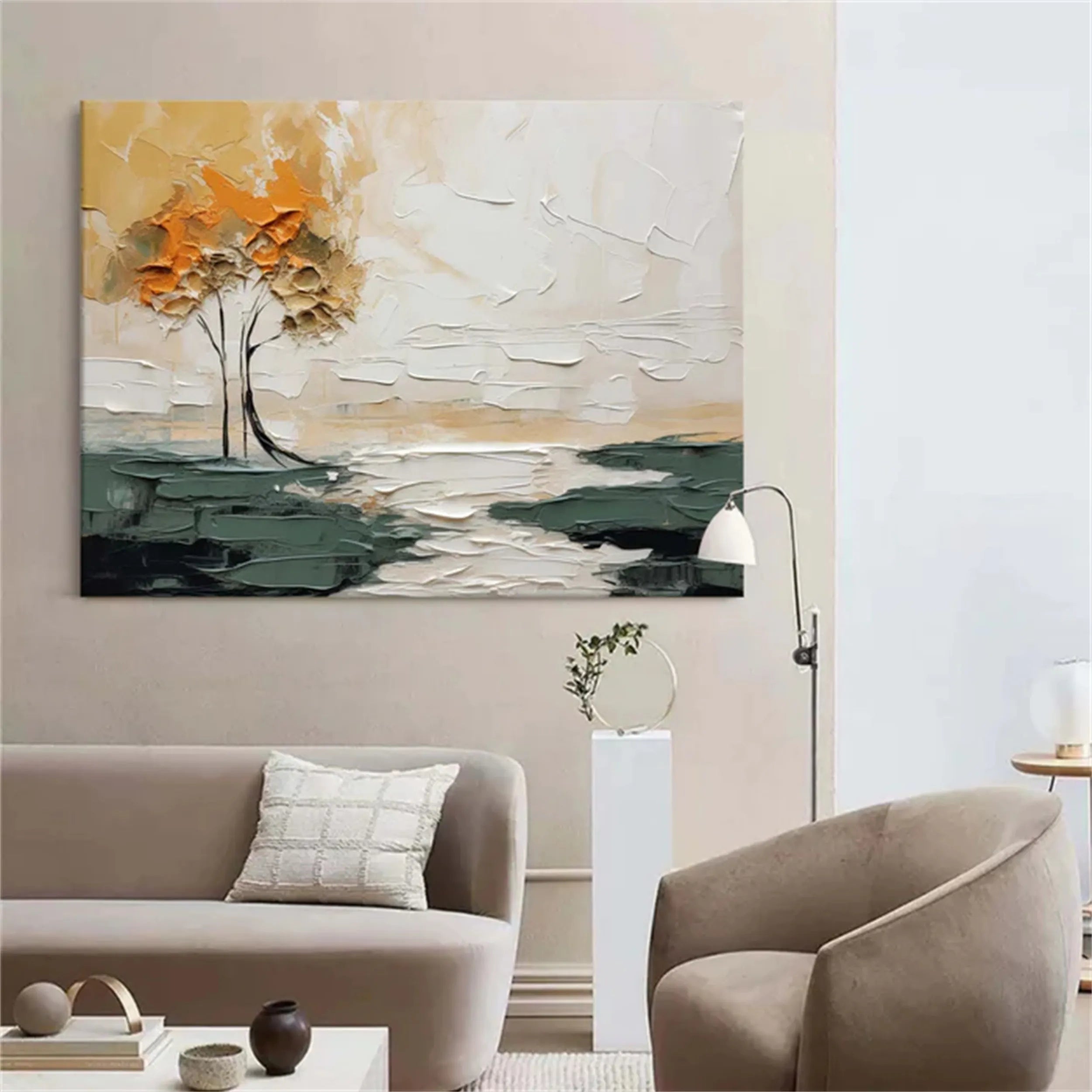 Beautiful Flower and Tree Painting #FT049 - Handmade Wall Art for Home, Office & Living Room Decor