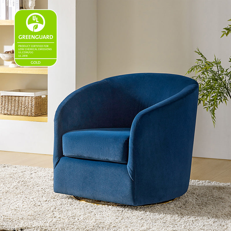 Emanuela Velvet Swivel Barrel Armchair - Modern Accent Chair for Living Room, Bedroom & Office - 360° Rotating Comfortable Lounge Chair with Soft Upholstery - Perfect for Reading, Relaxing & Home Decor
