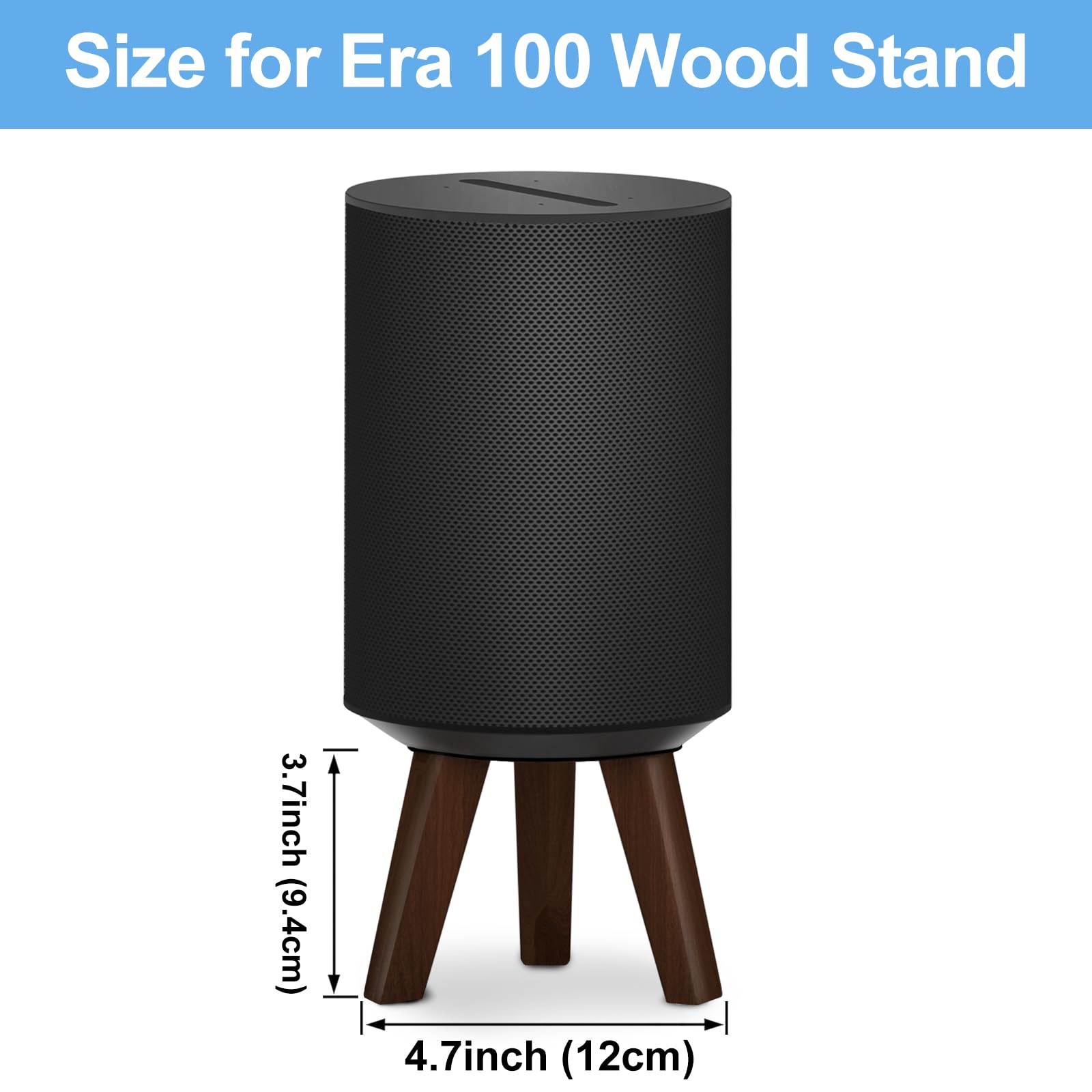 Premium Wooden Tripod Stand for Sonos Era 100 Speaker - Adjustable Desktop Holder for Enhanced Audio Quality (Black) - Perfect for Home Office, Gaming Setup & Music Studio