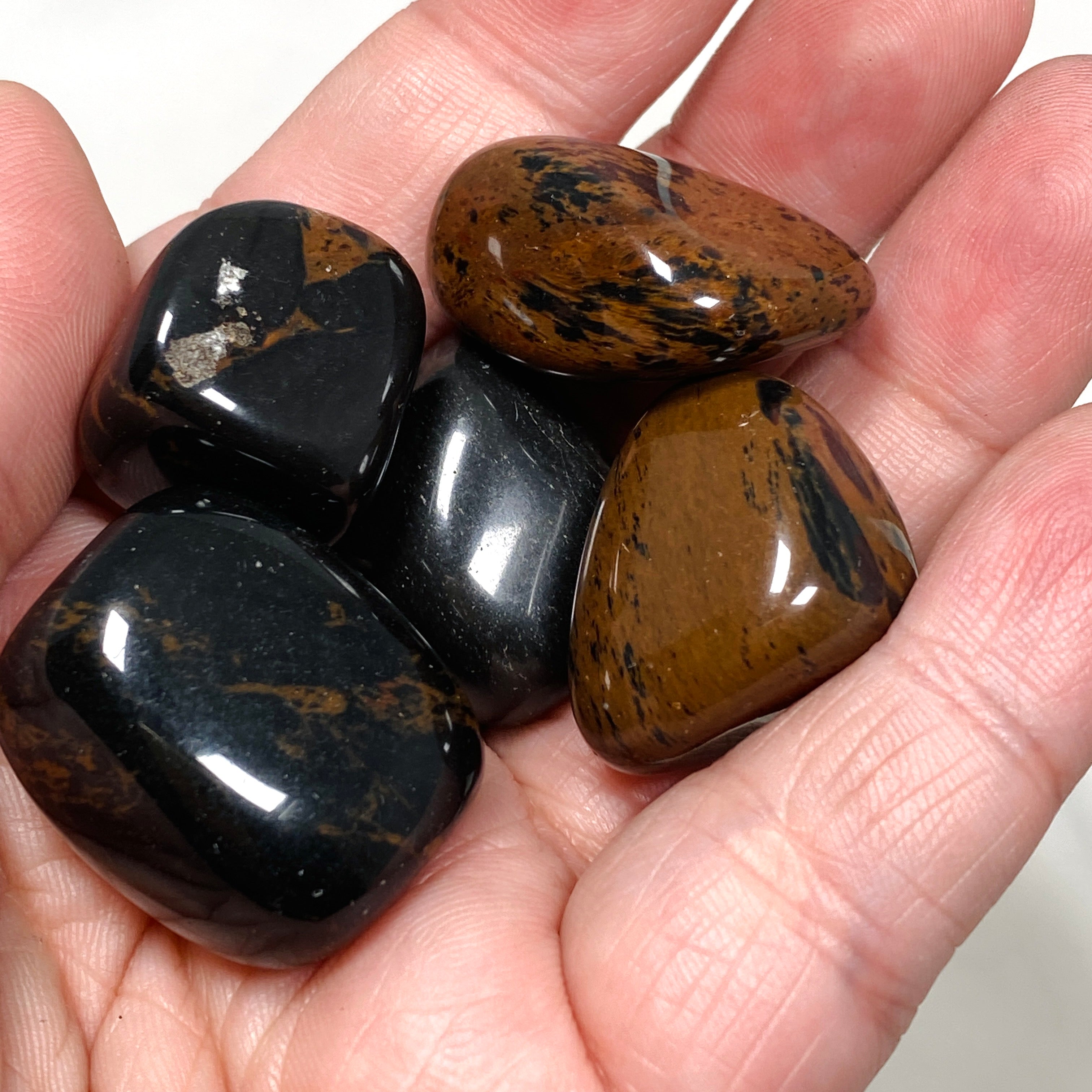 Natural Mahogany Obsidian Tumbled Stones - Polished Healing Crystals for Meditation, Chakra Balancing & Energy Work - Perfect for Home Decor, Jewelry Making & Spiritual Practices