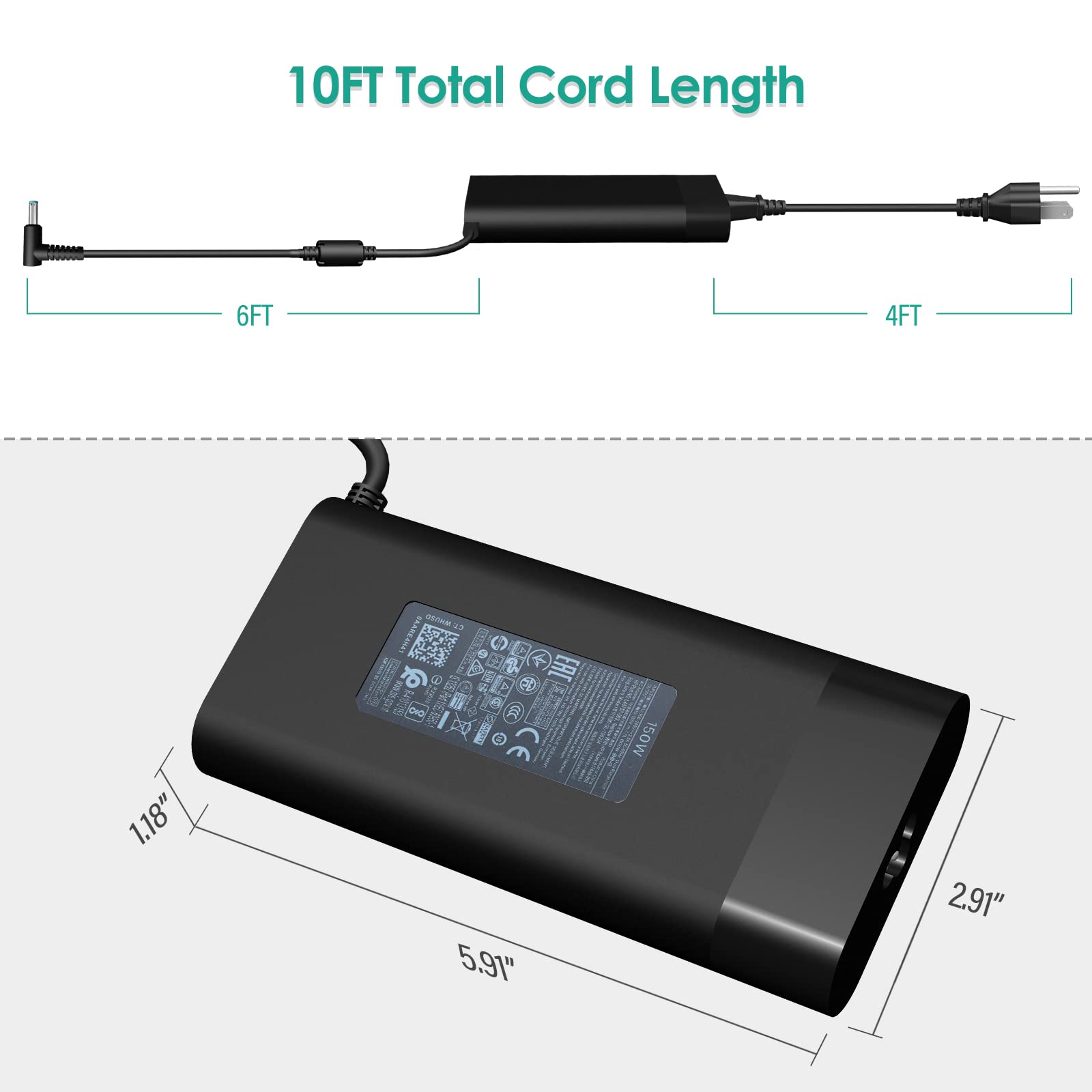 150W AC Power Adapter Charger for HP ZBook 15/16/17 G3-G9, Studio G4-G9, Victus 15, OMEN 15/17, Pavilion Gaming 15/17 - Compatible with TPN-CA11, TPN-DA09 - Laptop Charger for Work, Gaming & Travel