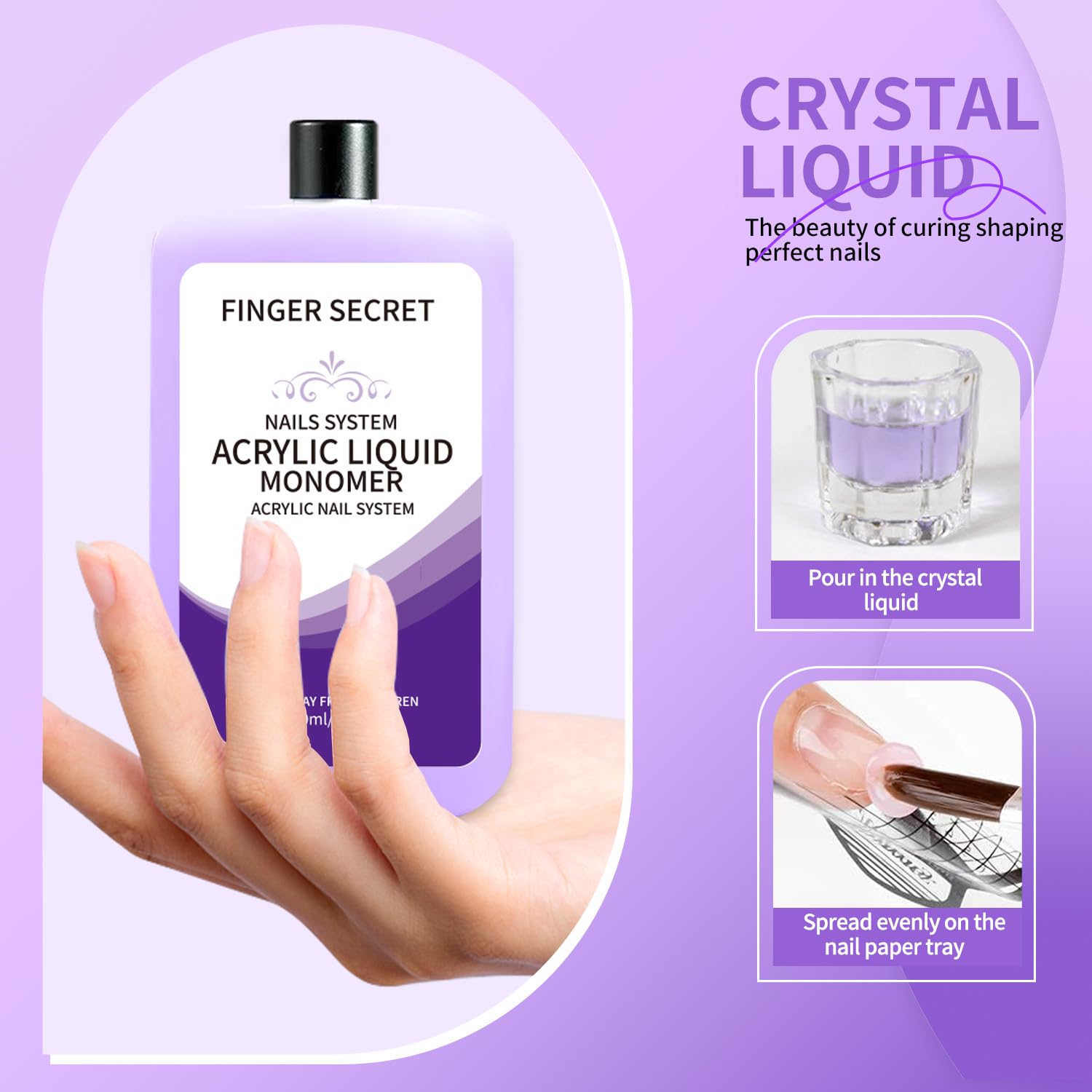 120ml/4.2oz Acrylic Nail Liquid Monomer for Professional Nail Extensions & Acrylic Powder - High Quality Nail Art Supplies for Salon & DIY Manicures at Home