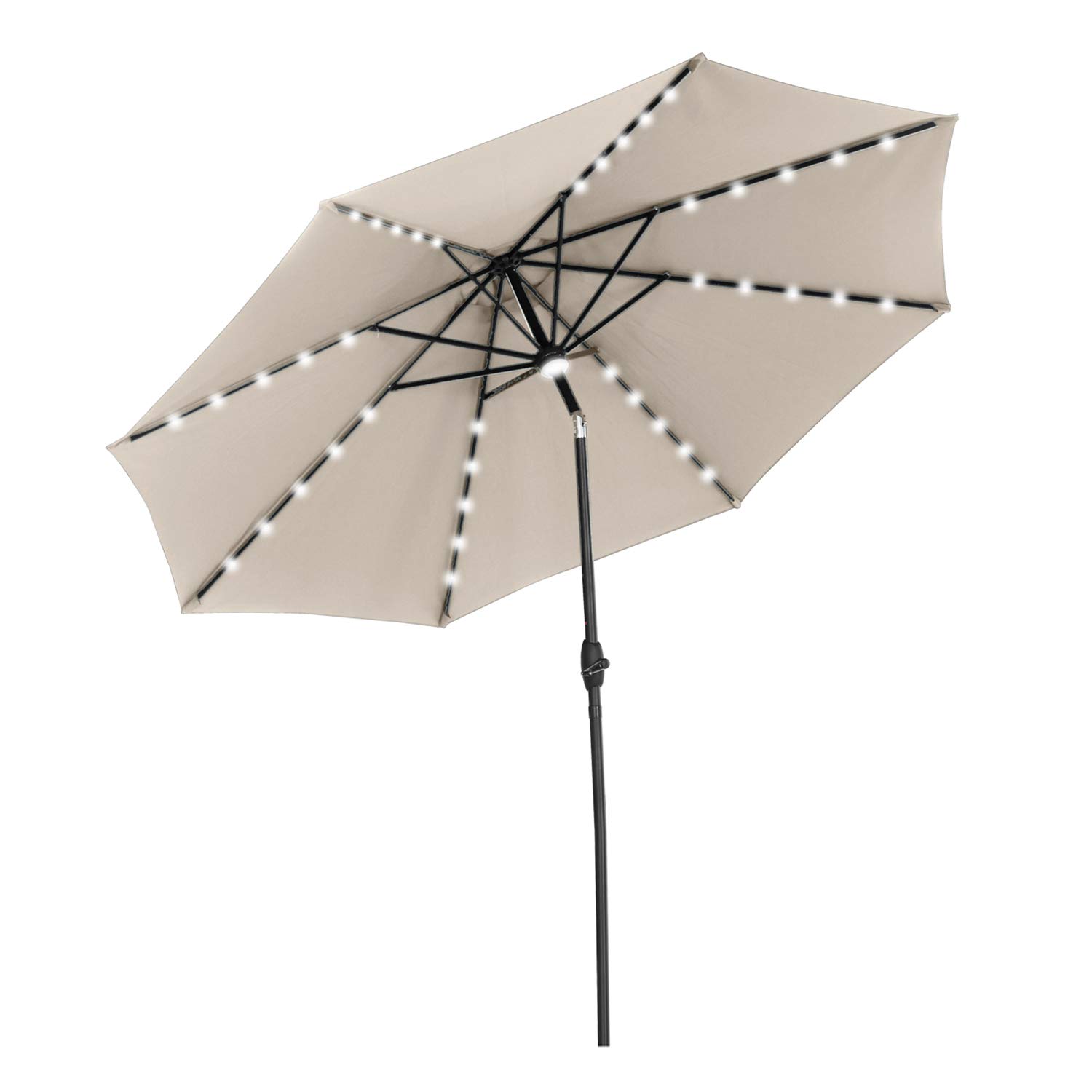 10FT Tilt & Crank Patio Umbrella with LED Lights - Outdoor Dining & Market Use