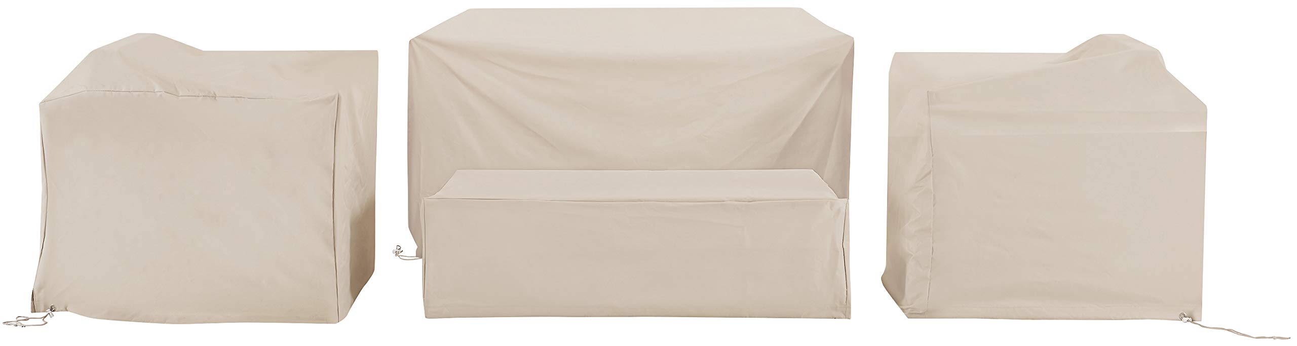 Waterproof 4-Piece Patio Furniture Cover Set for Outdoor Chairs, Loveseat & Table - Tan | All-Weather Protection for Backyard, Deck & Garden Furniture | Crosley Furniture