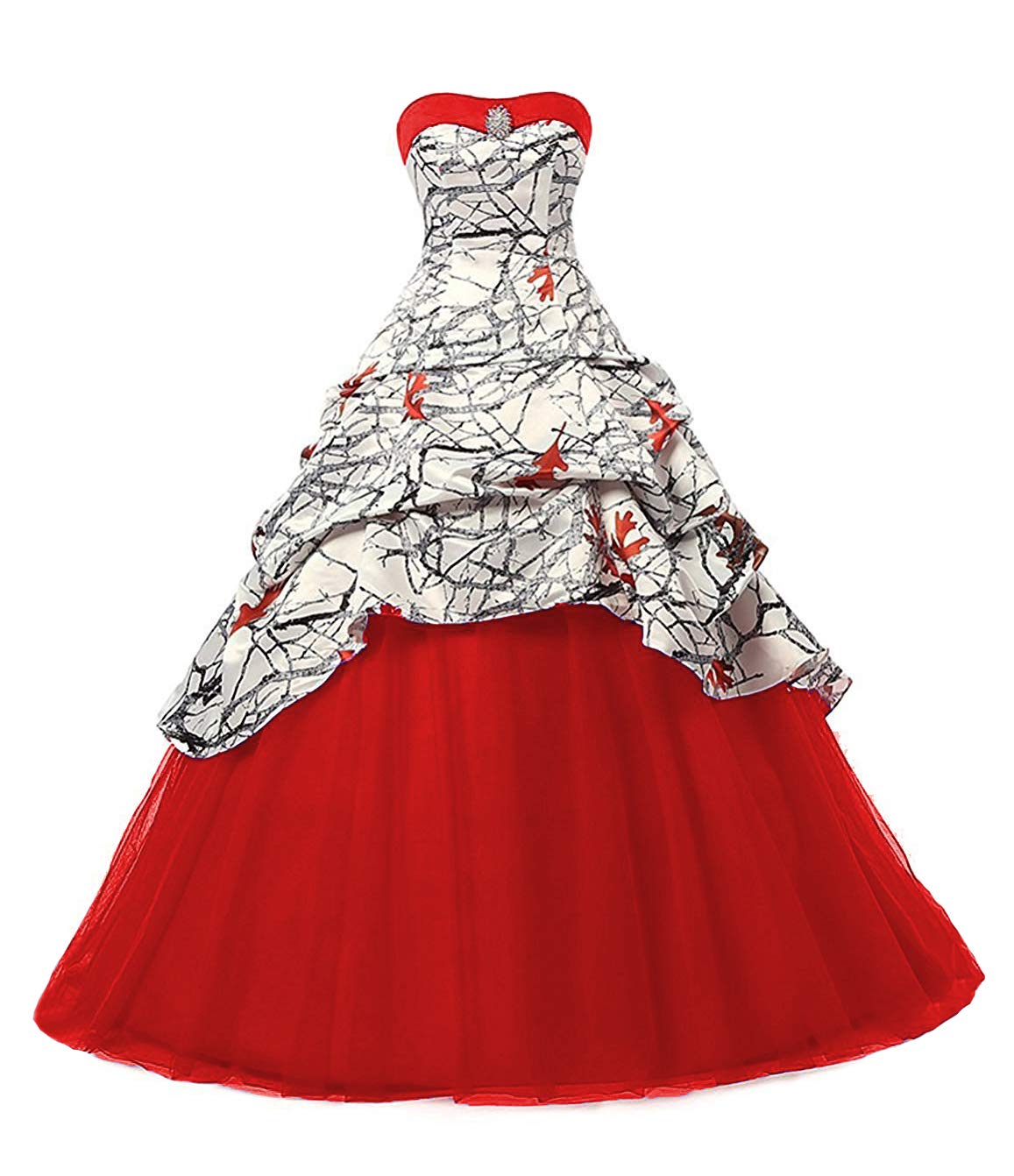 Elegant White Camo Wedding Dress - Tulle Ball Gown for Prom, Quinceañera & Bridal | Perfect for Beach Weddings, Formal Dances & Special Occasions