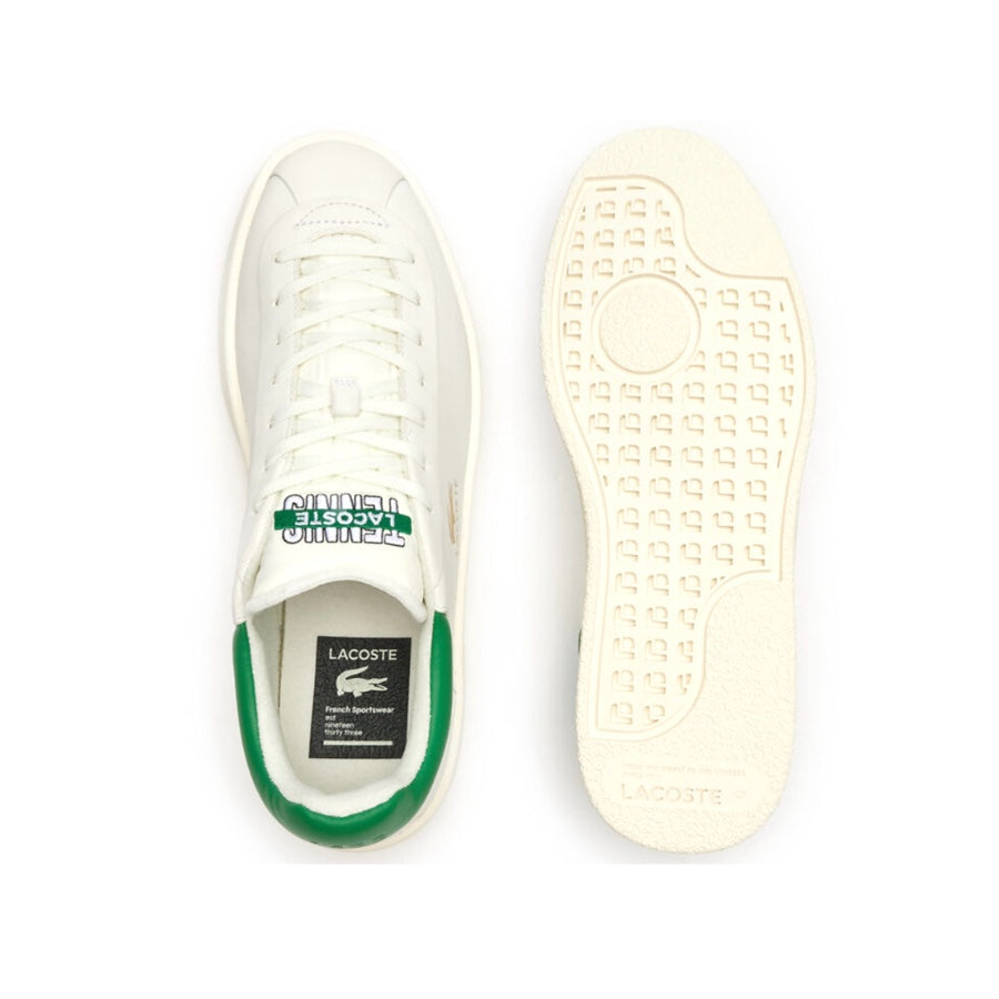 Lacoste Men's Baseshot Sneakers - Off White & Classic Green | Casual & Athletic Shoes for Men | Perfect for Running, Walking & Everyday Wear