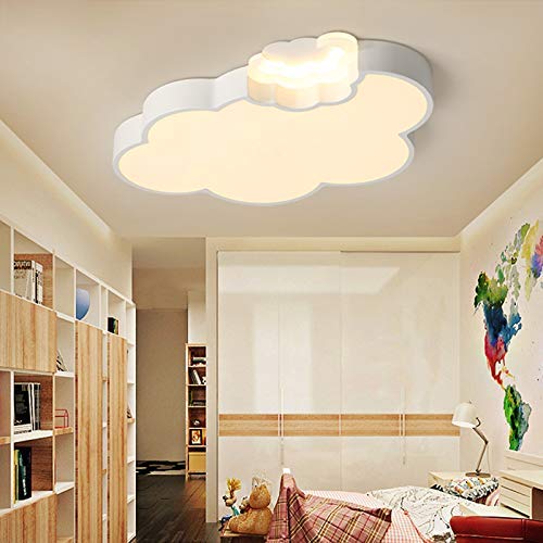 Dimmable LED Ceiling Light with Cartoon Cloud Design - White Nursery Light Fixture for Girls Bedroom, Kids Room & Children's Study | Energy-Efficient Cloud Shaped Ceiling Lamp for Baby's Room & Playroom Decor