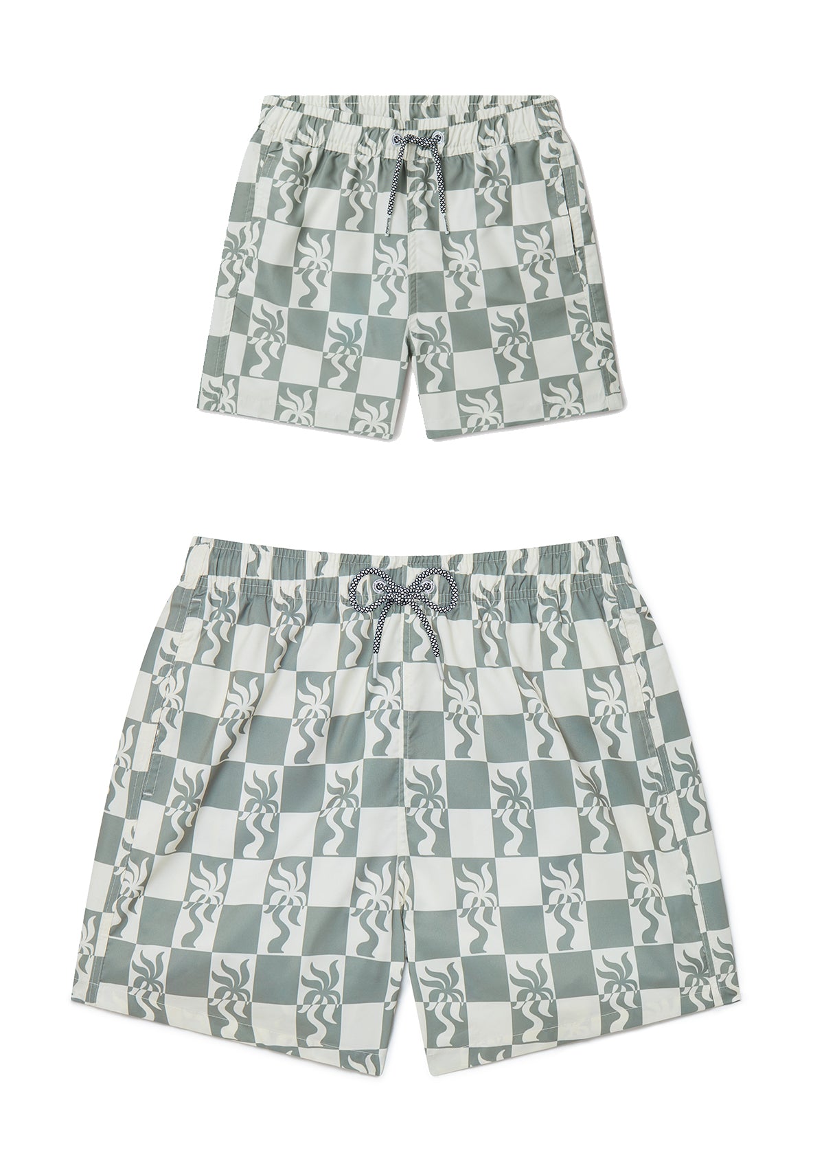 Clara Palm Swim Shorts for Men & Boys - Matching Father and Son Swimwear Set for Beach, Pool, and Vacation Fun