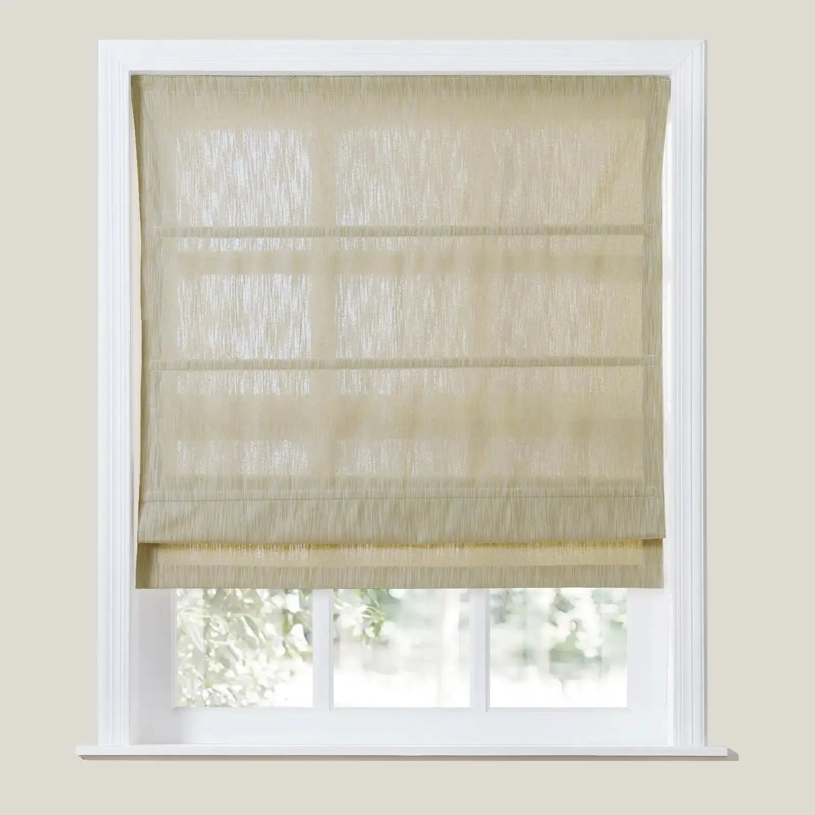 Cloe Cotton Blend Roman Shade with Cord Lift - Blackout Window Treatment for Bedroom & Living Room