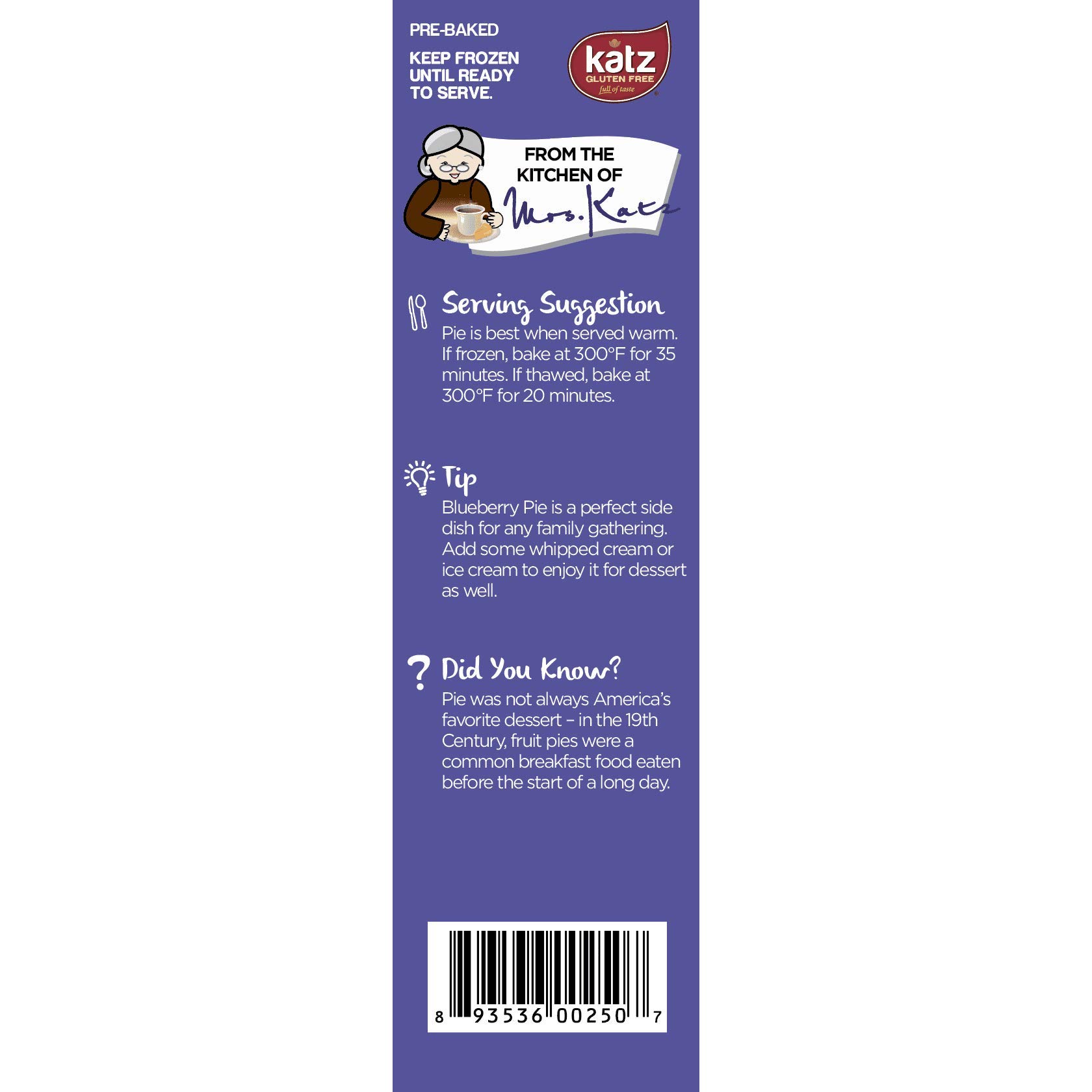 Katz Gluten Free Personal Size Blueberry Pie - 3 Pack (11.5 oz Each) | Dairy Free, Nut Free, Soy Free, Kosher Certified | Perfect for Snacks, Desserts & Special Diets