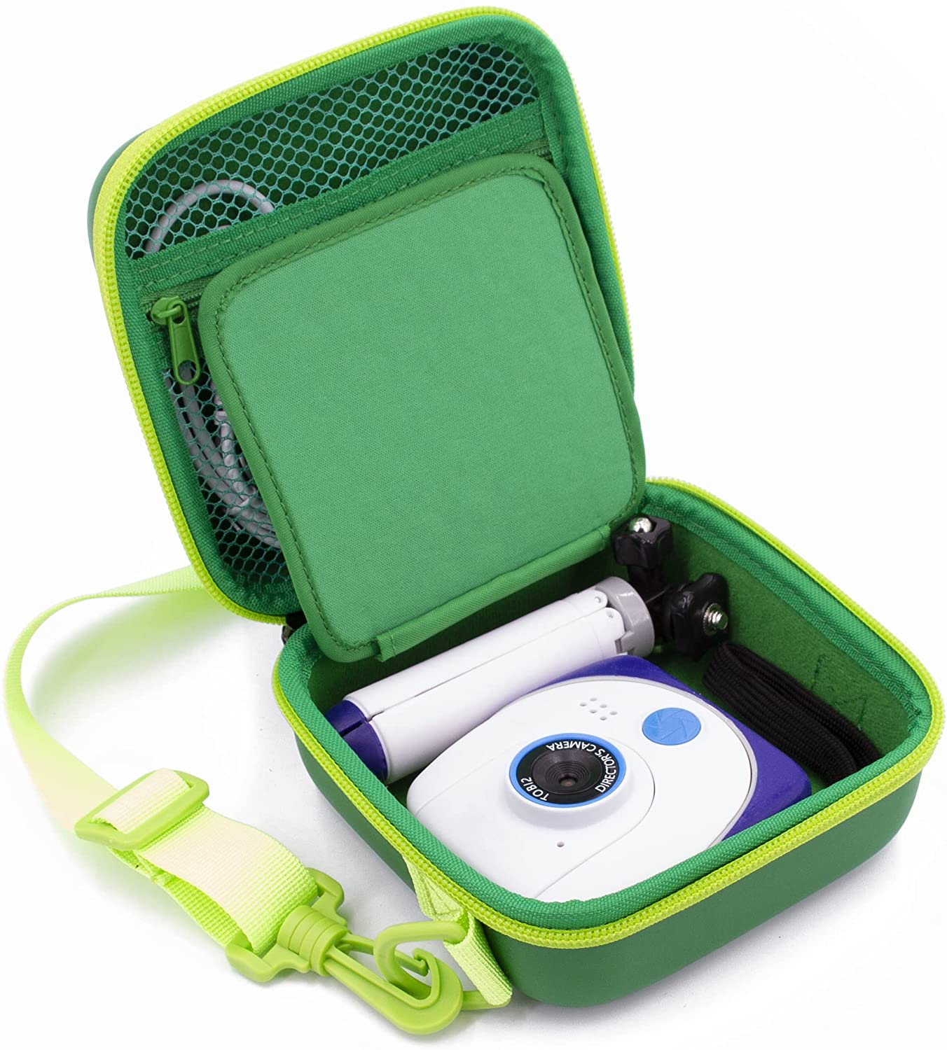 CASEMATIX Waterproof Travel Camera Case for Little Tikes Tobi 2 Director's Camera - Compatible with Tripod & Charging Cable - Durable Green Protective Storage Bag for Kids Travel, School Projects & Outdoor Adventures