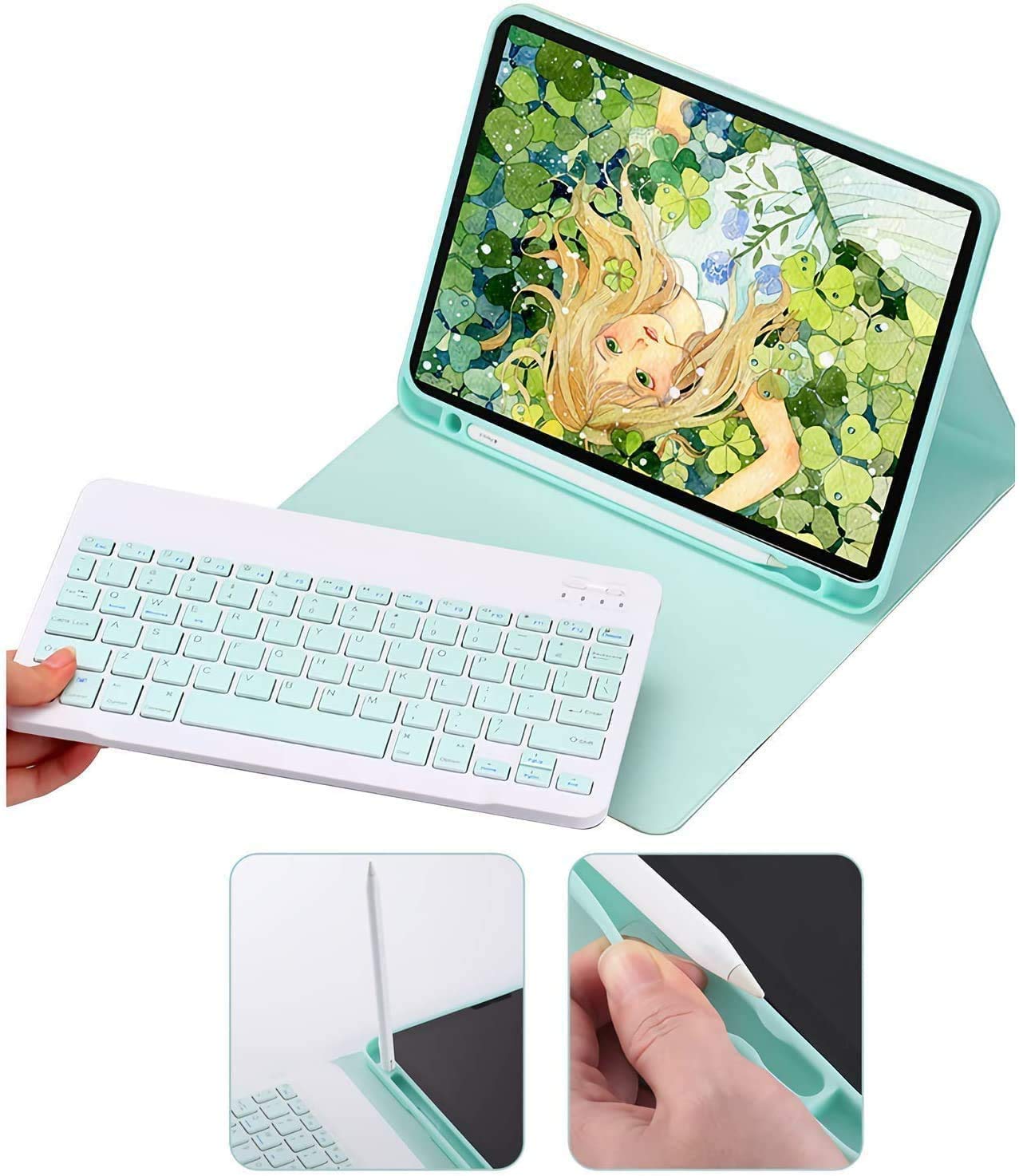 AnMengXinLing iPad Air 11 Inch Keyboard Case (M3 2025/M2 2024) with Touchpad & Apple Pencil Holder - Compatible with iPad Air 5th/4th Gen - Lightweight Protective Cover in Sky Blue - Perfect for Work, Study & Travel