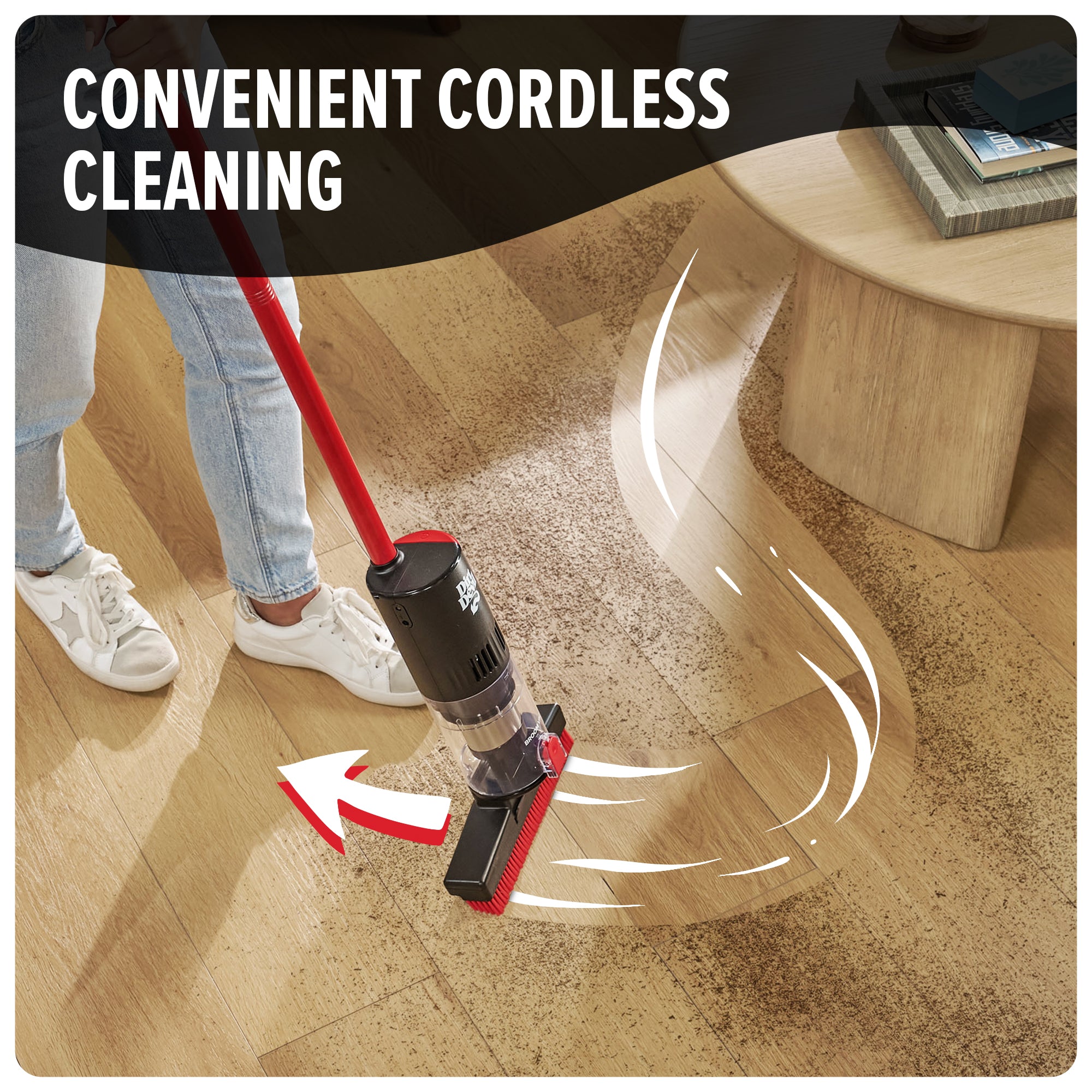 Powerful Cordless Broom Vacuum Cleaner - Lightweight & Efficient for Hardwood Floors & Pet Hair - Perfect for Quick Cleanups in Home, Office & Car