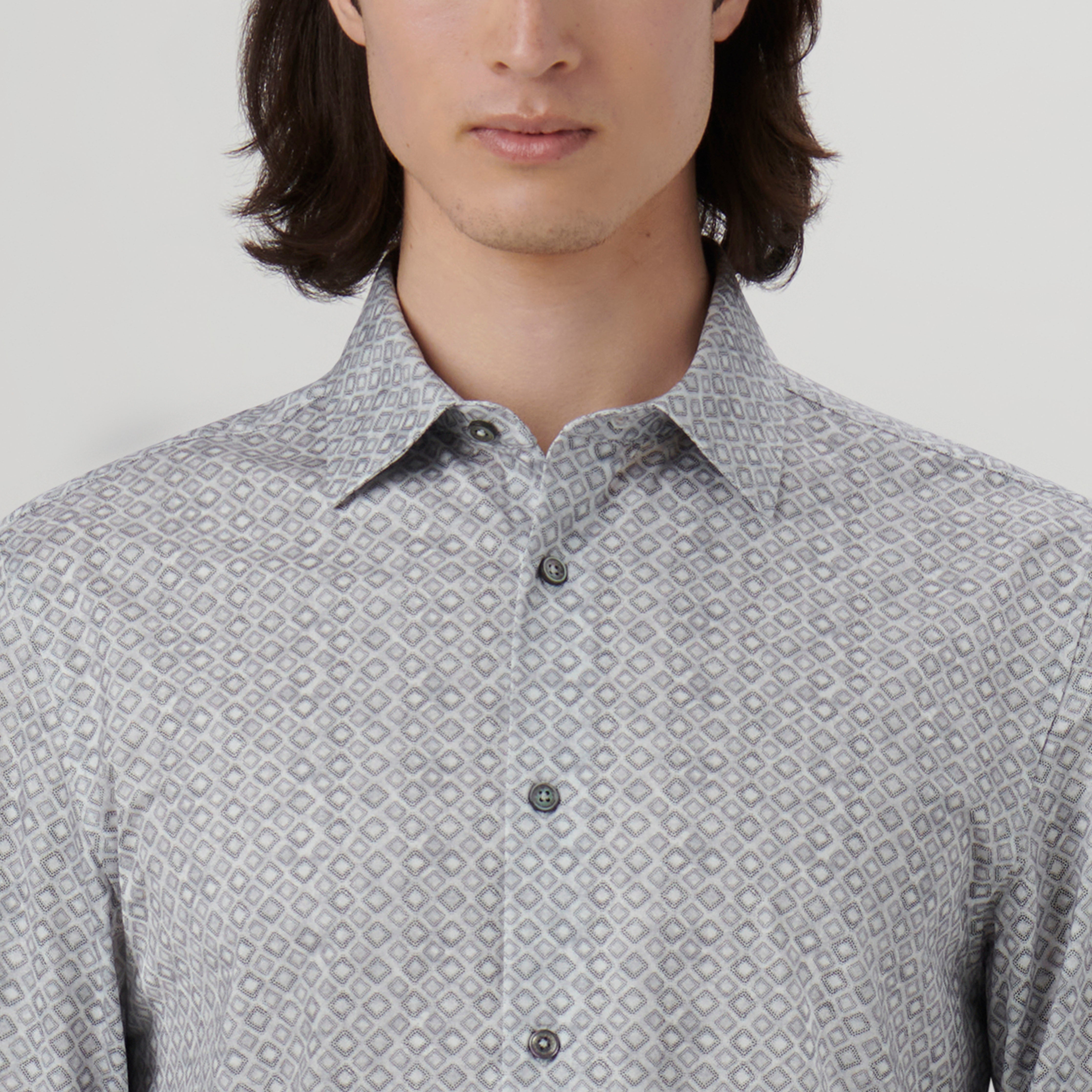 James Diamond Print Cotton Shirt - Stylish Casual Button Down Shirt for Men | Perfect for Office, Date Night & Weekend Outfits
