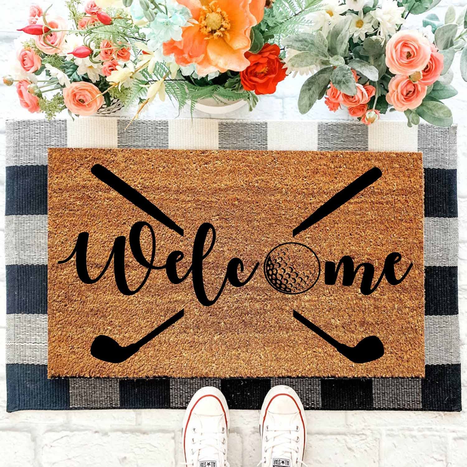 Funny Golf Welcome Doormat - Non-Slip Coconut Coir Entry Rug 23.6