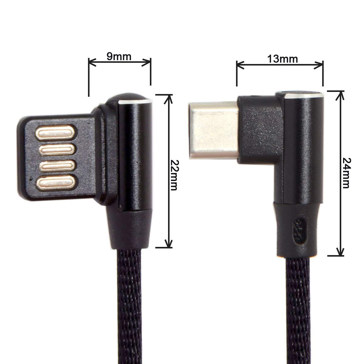 Chenyang USB 2.0 to USB C 90 Degree Right Angle Adapter Cable - 15CM (0.5ft) Short Extension Cord for Phone, Tablet, Laptop Charging & Data Transfer