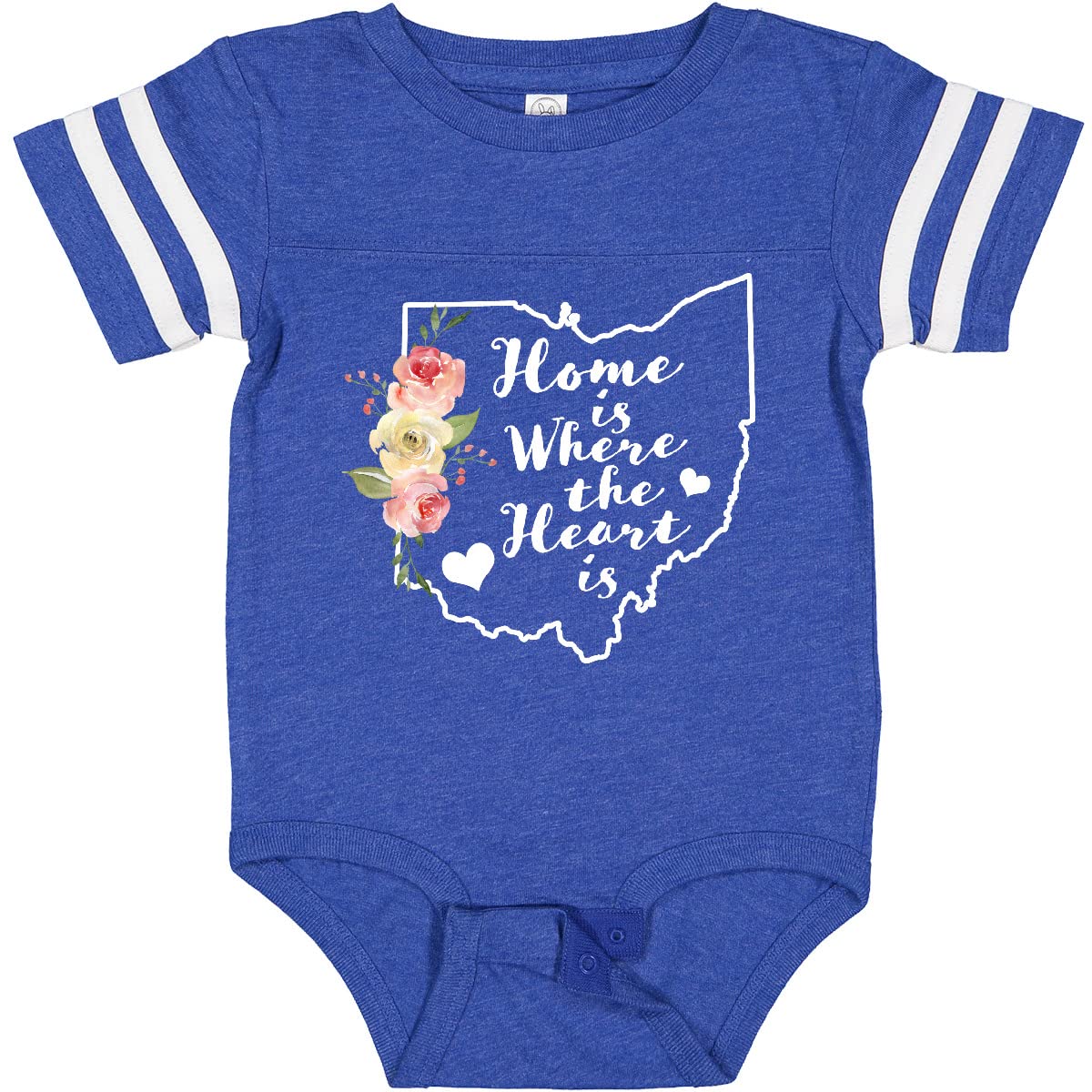 Inktastic Ohio Home is Where The Heart is Watercolor Floral Baby Bodysuit - Soft Cotton Infant Onesie for Newborns, Baby Showers & Family Photos