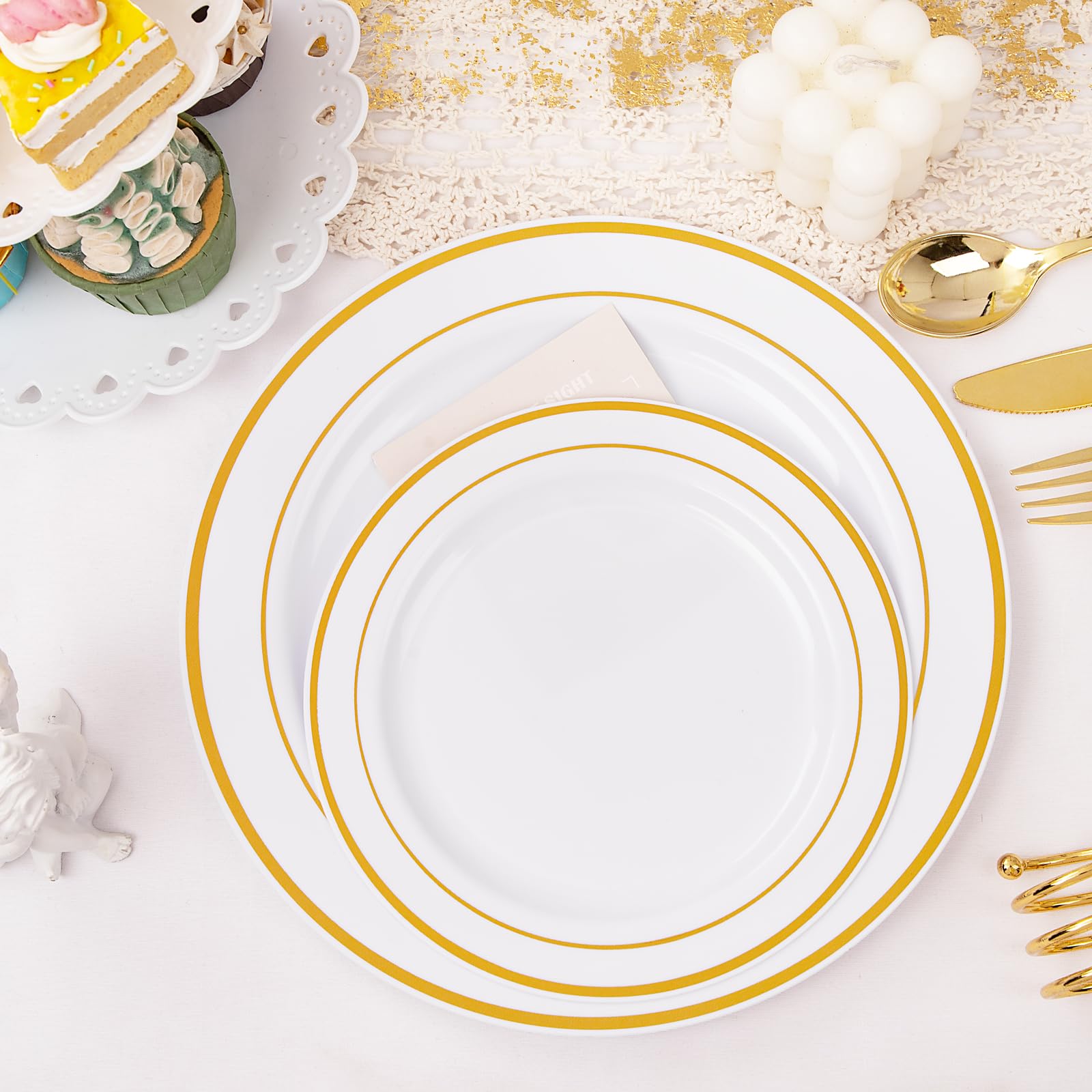 300-Piece Gold Plastic Party Dinnerware Set - 60 Gold 10.25
