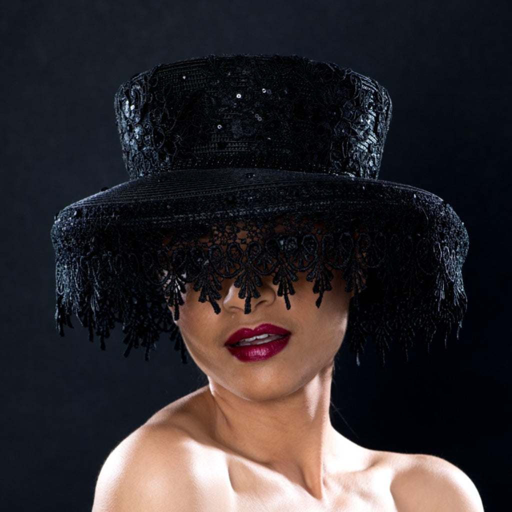 Elegant Black Lace Veil & Funeral Dress Hat for Women - Mourning Accessory for Memorial Services, Funerals & Church Events
