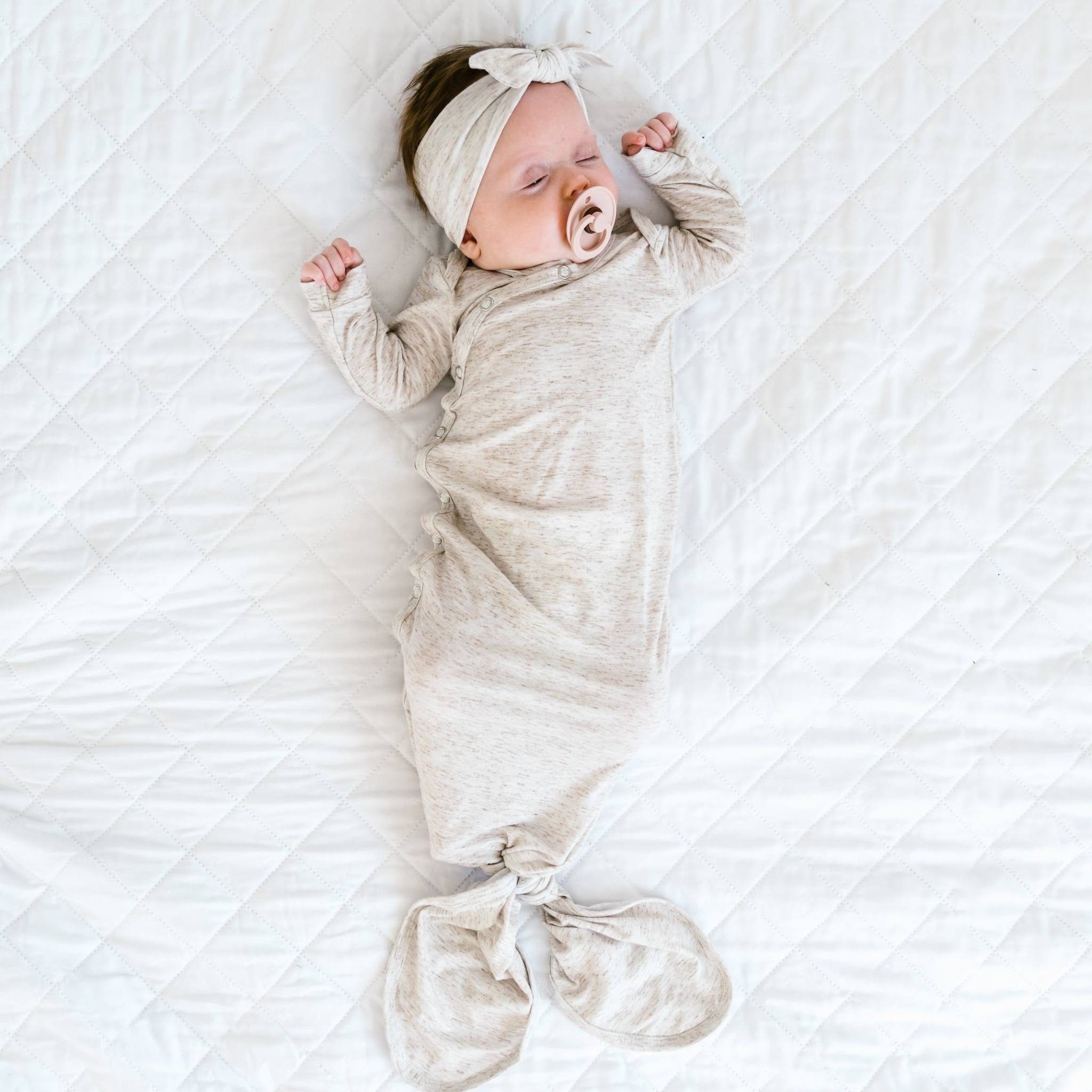 Organic Cotton Newborn Knotted Gown - Soft Baby Sleepwear for Boys & Girls - Perfect for Hospital, Home & Photo Shoots