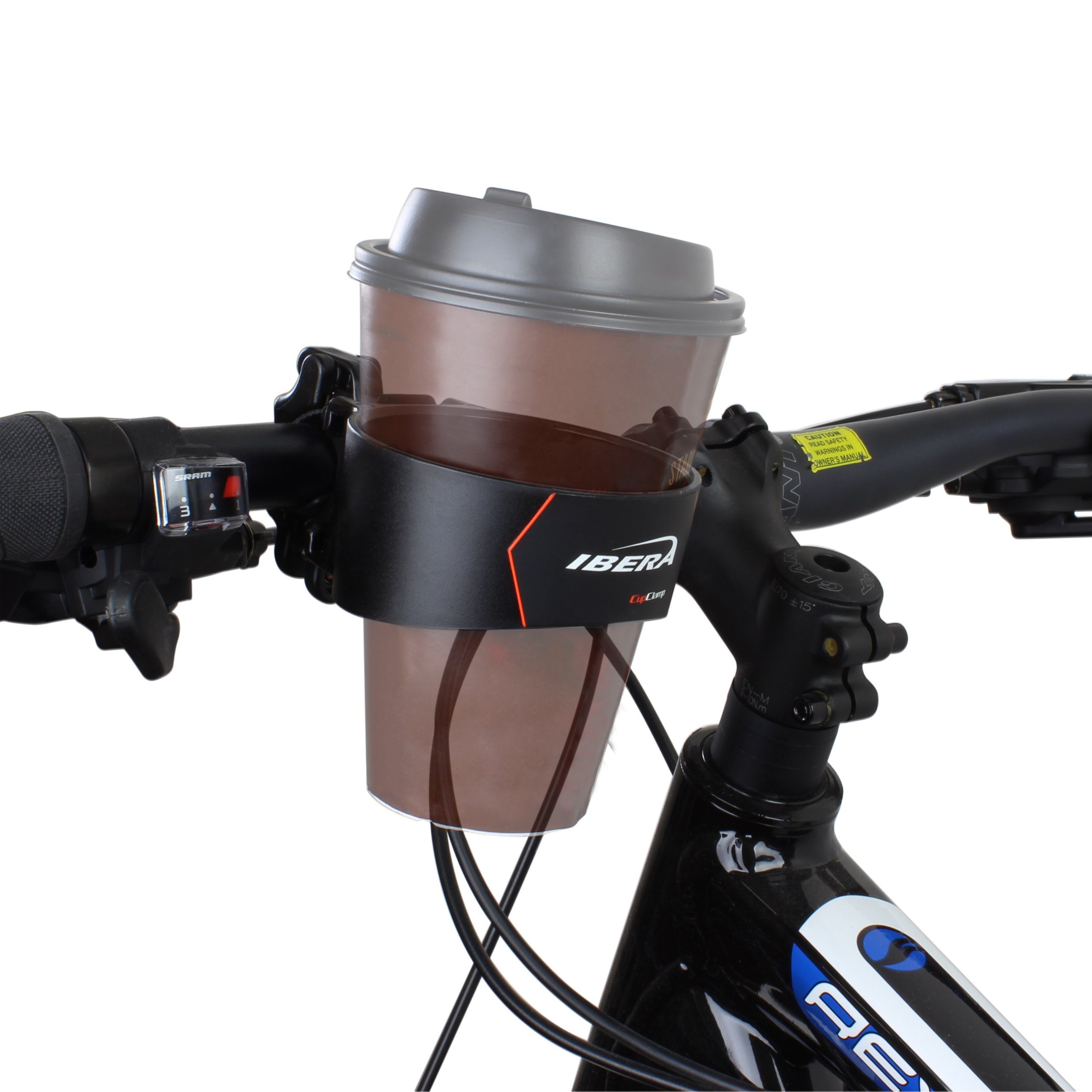 Ibera Bike Handlebar Cup Holder - Black Adjustable Water Bottle Mount for Road Bikes & Commuter Bicycles - Perfect for Cycling, Hiking & Outdoor Adventures