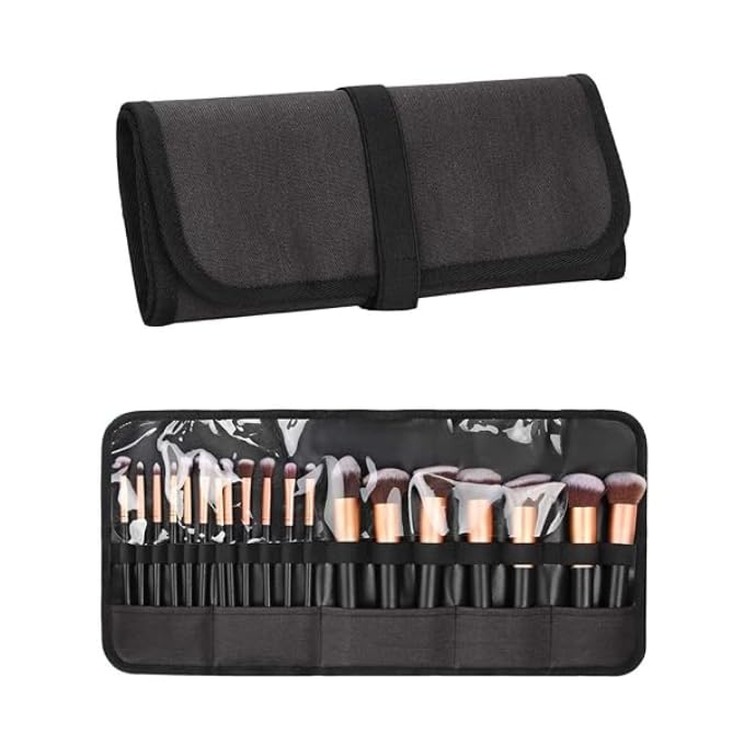 EDRAK Travel Makeup Brush Organizer Bag - Black Cosmetic Pouch for Brushes, Pens & Pencils | Portable Makeup Case for Women | Perfect for Travel, Home & Professional Use (Brushes Not Included)
