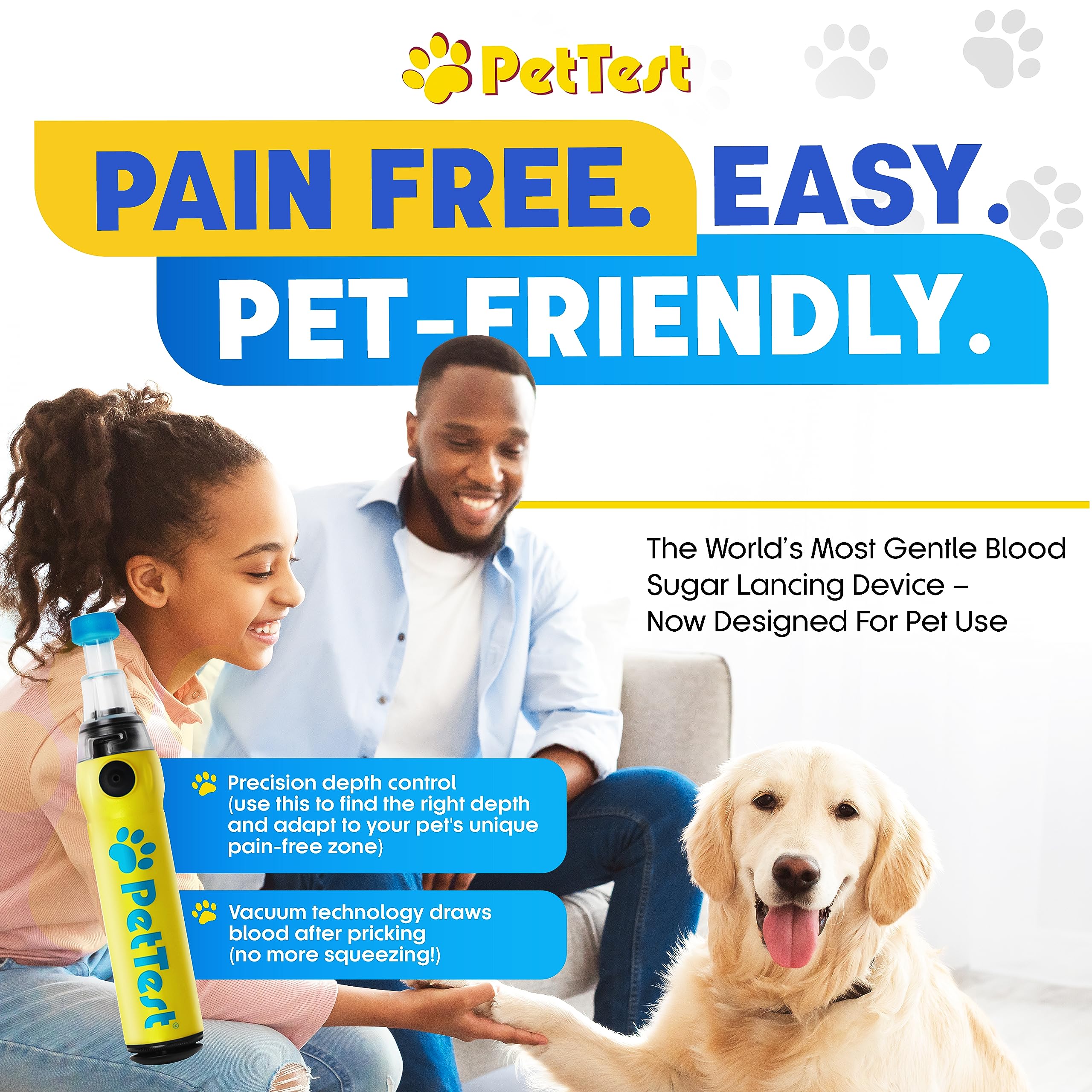 **Pain-Free PetTest Genteel Lancing Device for Dogs & Cats - Easy Blood Sugar Monitoring Kit with 21G Lancets, Contact Tips & Sample Guide | Perfect for Home Glucose Testing & Diabetic Pet Care**
