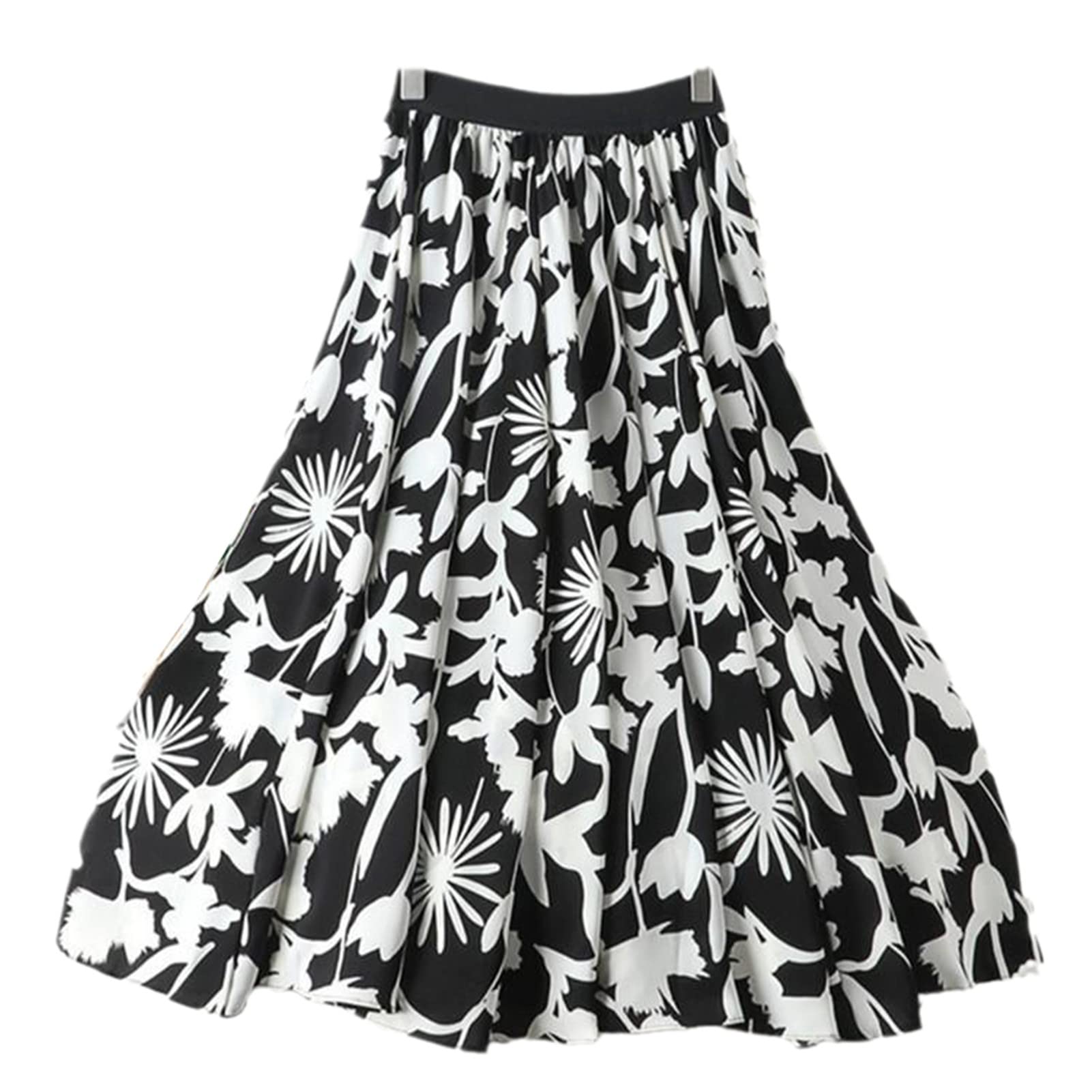 Women's Vintage High Waist A-Line Maxi Skirt - Flowy Long Summer Skirt for Casual Wear, Beach Holiday, and Boho Fashion Outfits