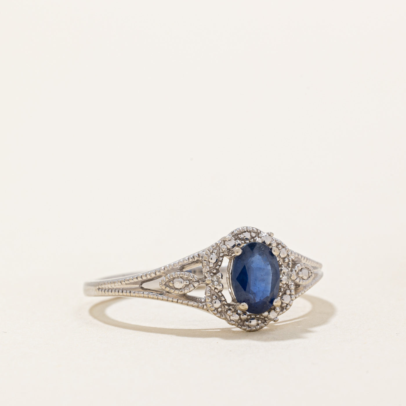 Blue & Clear Sapphire Ring | 0.42ct Natural Sapphire with 0.01ctw Diamond Accents | Size 6.75 | Elegant Wedding, Engagement & Anniversary Jewelry Gift for Women