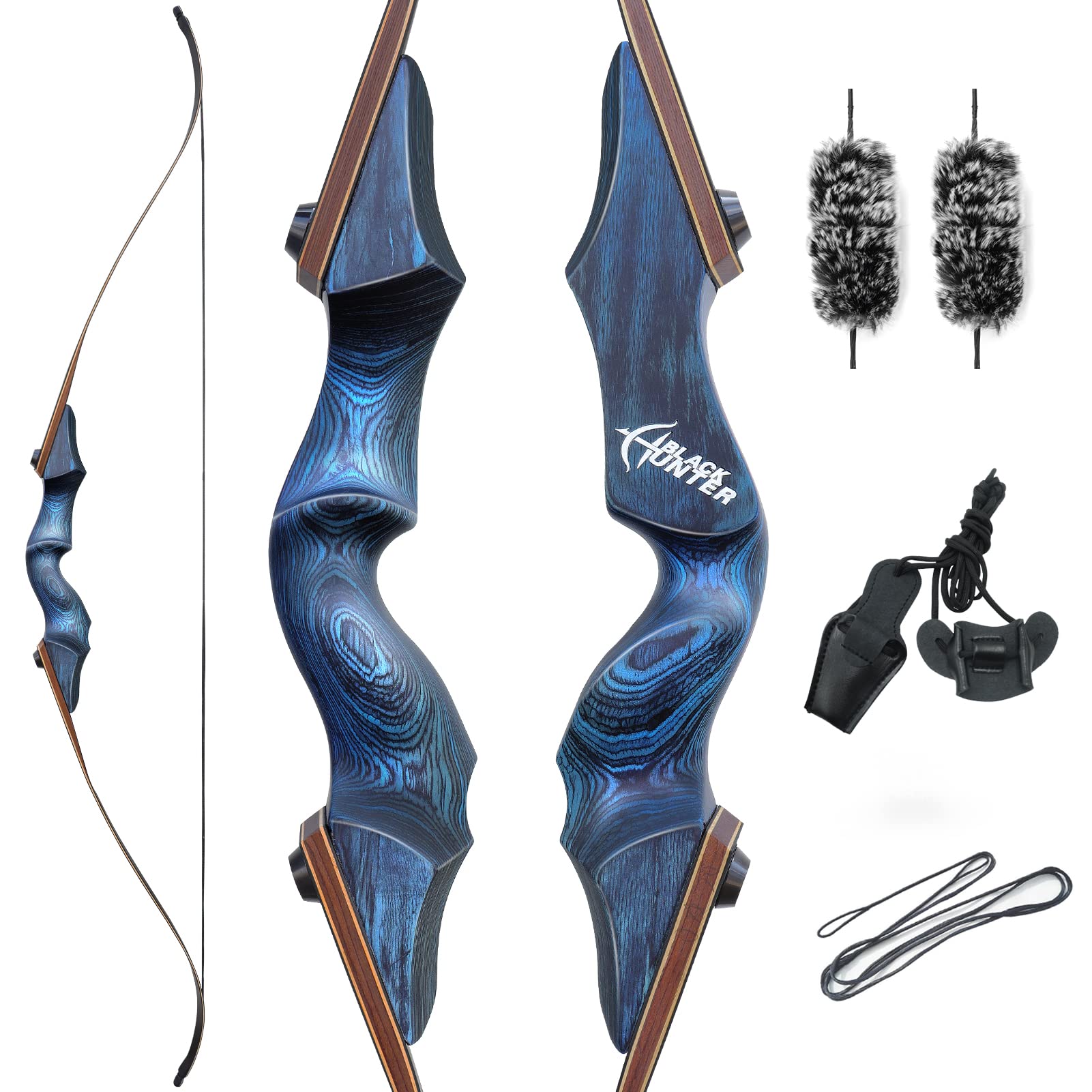 OBTOUTDOOR Black Hunter Takedown Recurve Bow Set for Adults - 60