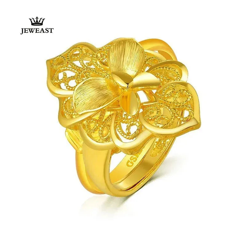2023 New 24K Pure Yellow Gold Flower Charm Jewelry for Women - Romantic Wedding & Anniversary Gift - Elegant Fine Jewelry for Brides, Valentines Day & Special Occasions