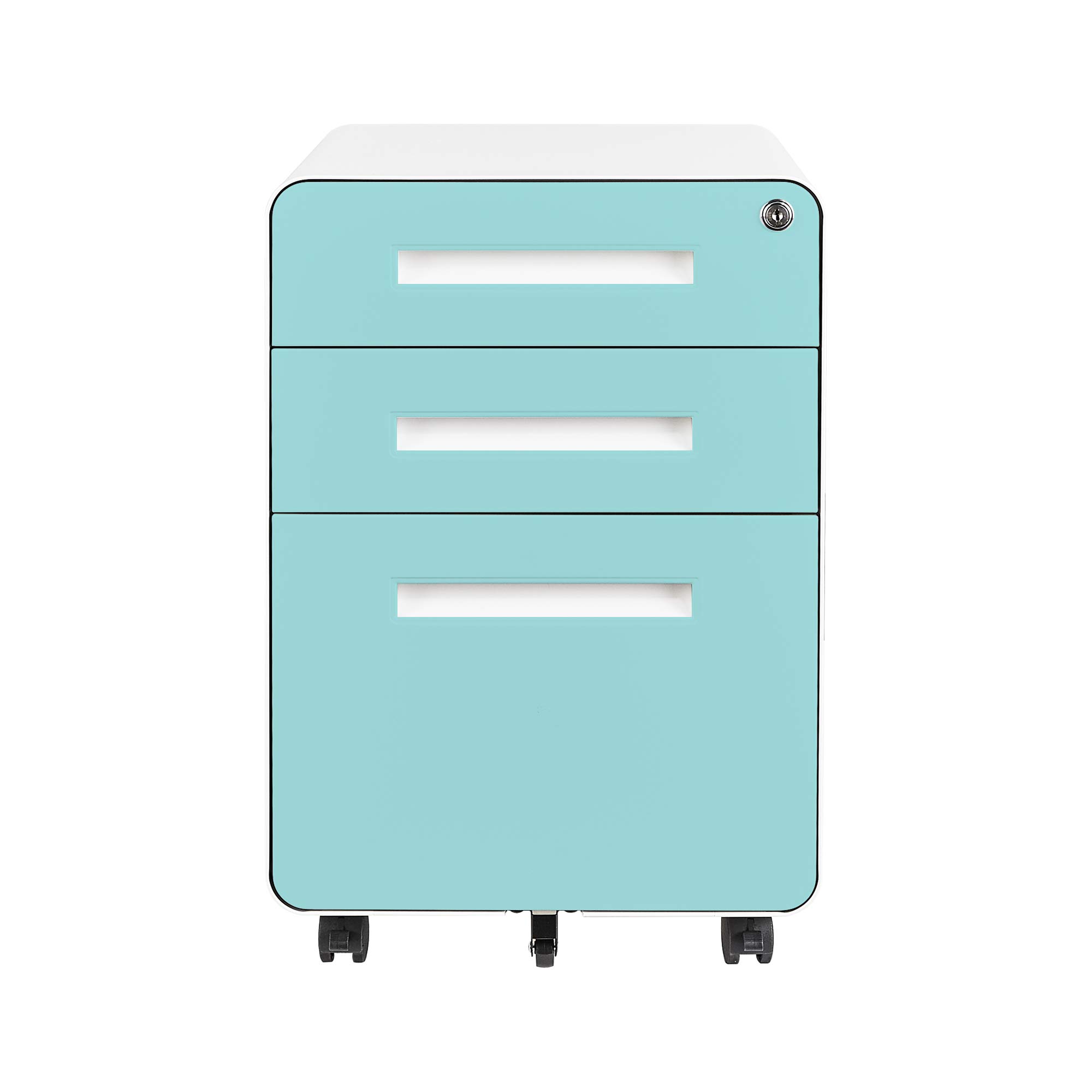 Fesbos 3-Drawer Vertical Locking File Cabinet - Mobile Metal Storage for Legal & Letter Size Documents - Pre-Assembled Office File Cabinet with Wheels - Perfect for Home, Office, or Under Desk Organization