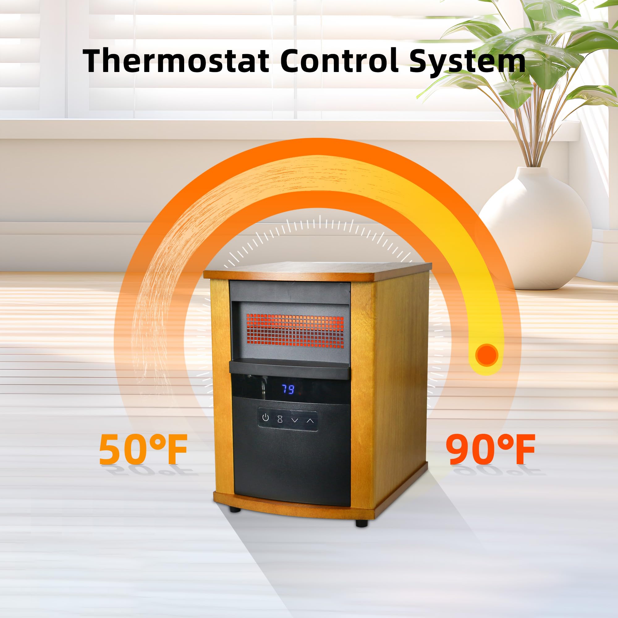 WEWARM 1500W Infrared Space Heater - Portable Electric Heater with High Heat Output, Thermostat & Remote Control, 1-12H Timer, Safety Protection for Home, Office & Bedroom | Energy Efficient Indoor Heating Solution