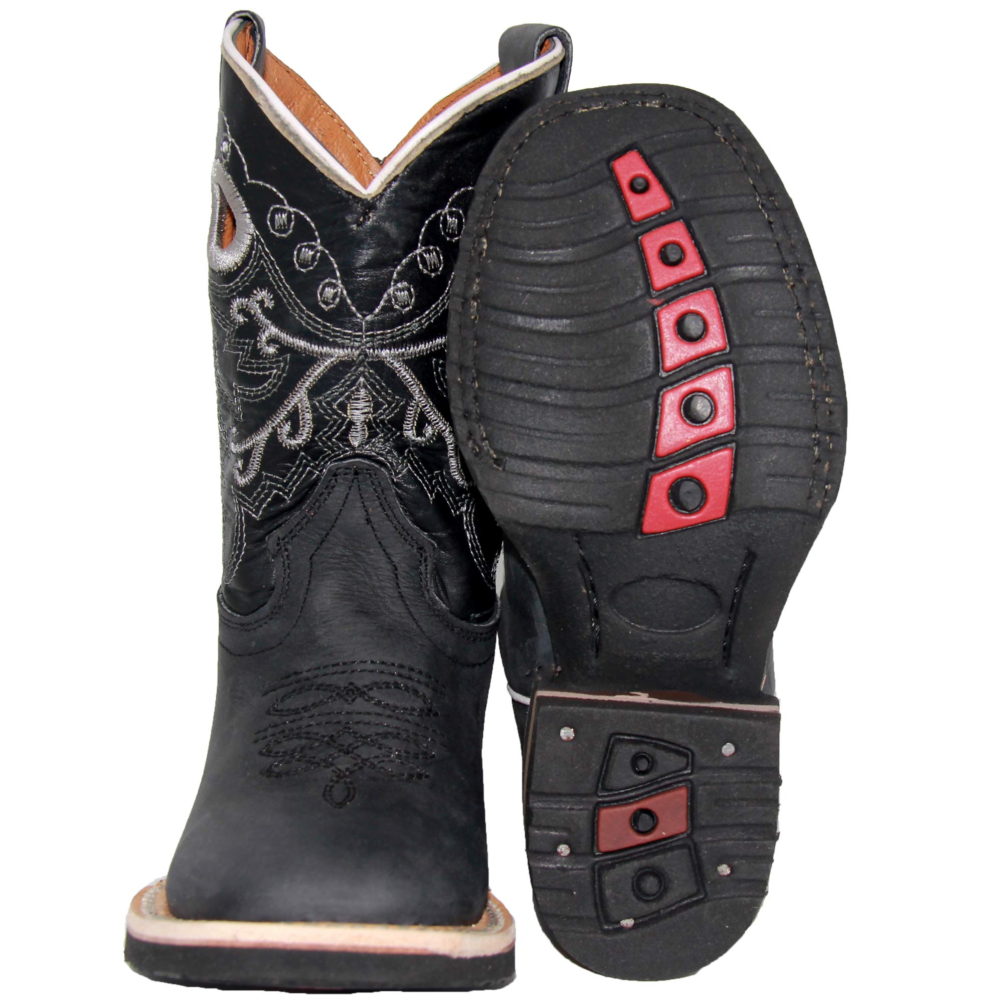 Kids Western Cowboy Boots for Toddlers & Little Kids - Comfortable Leather Cowboy Booties for Boys & Girls - Perfect for Western Rodeo, Halloween Costumes & Country Dance Parties