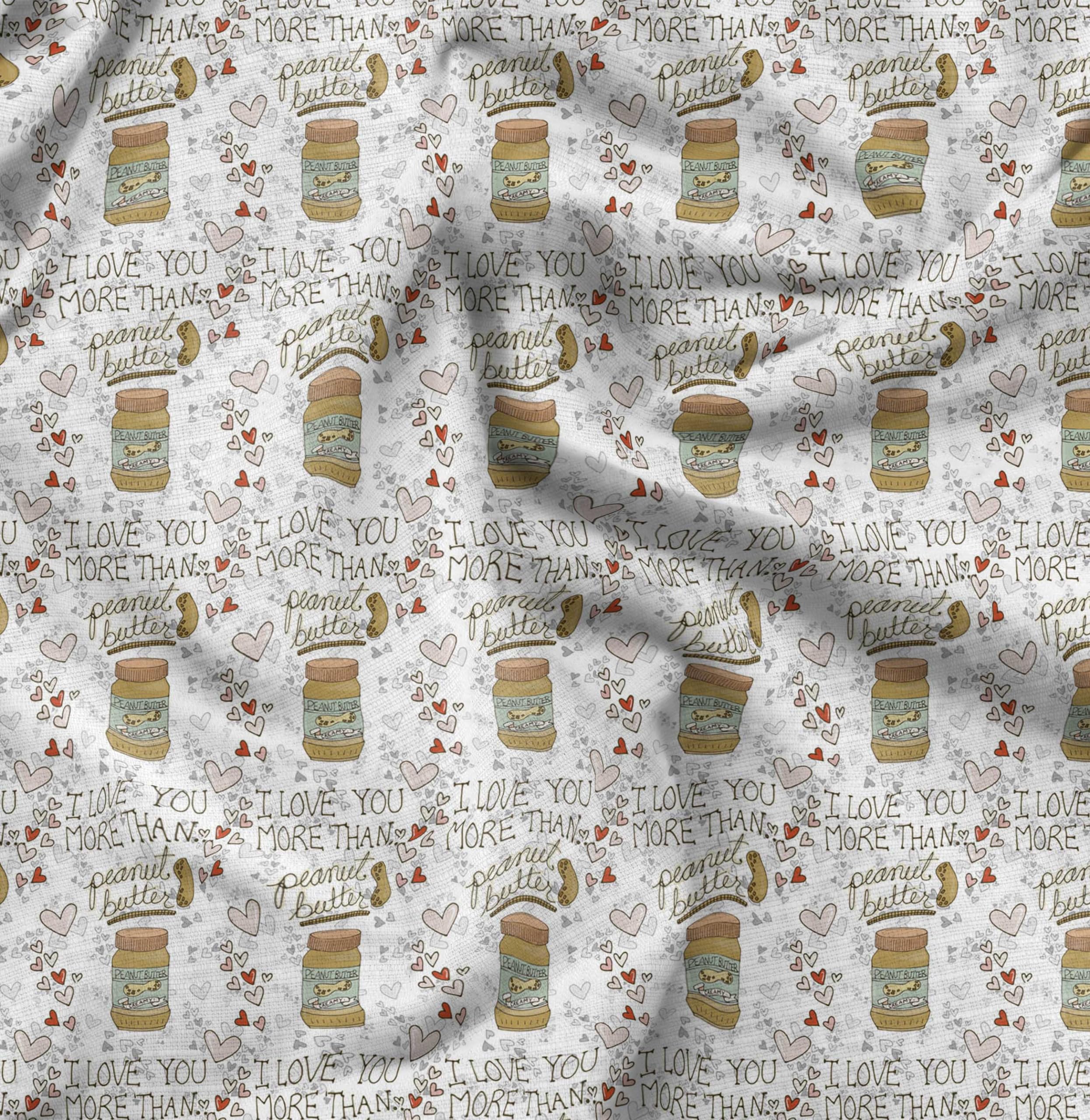 Soimoi Japanese Crepe White Fabric by The Yard - 42 Inch Wide - Peanut Butter & Text Print Material - Nutty Playful Design for DIY Crafts, Quilting, Sewing Projects - Perfect for Home Decor, Apparel, and Creative Sewing Ideas